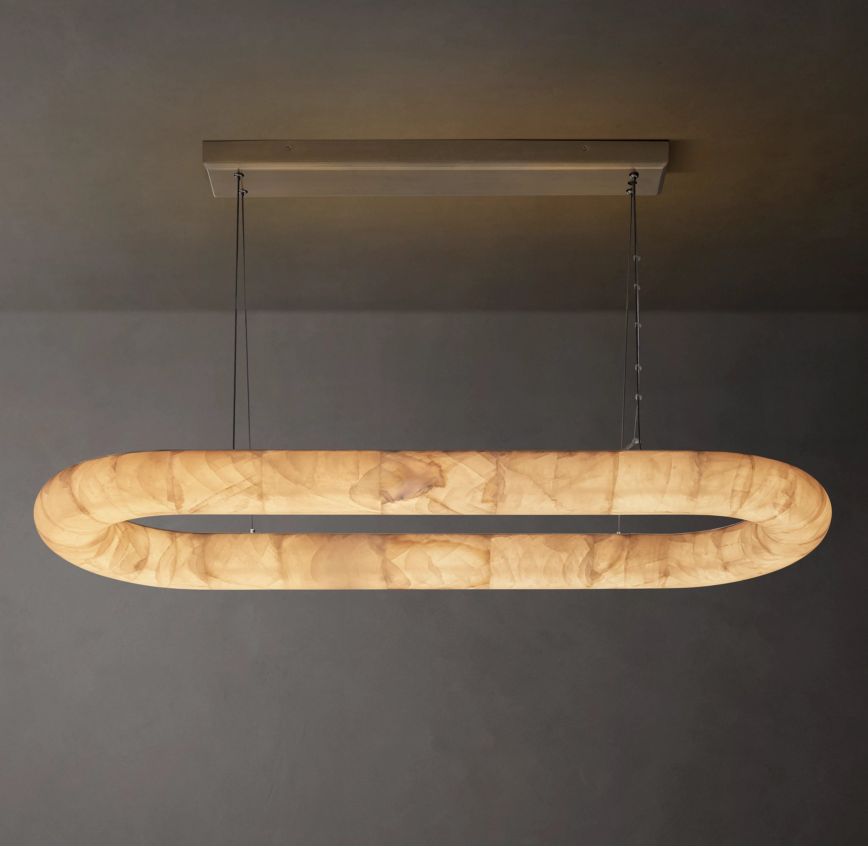 57 Inch Lisse Oval Alabaster Chandelier - Rivage