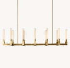 67 Inch Fluted-Glass Candlestick Linear Chandelier - Cannele