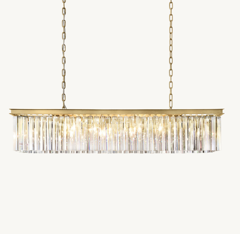 49 Inch Crystal Prism Rectangular Chandelier - Rhys