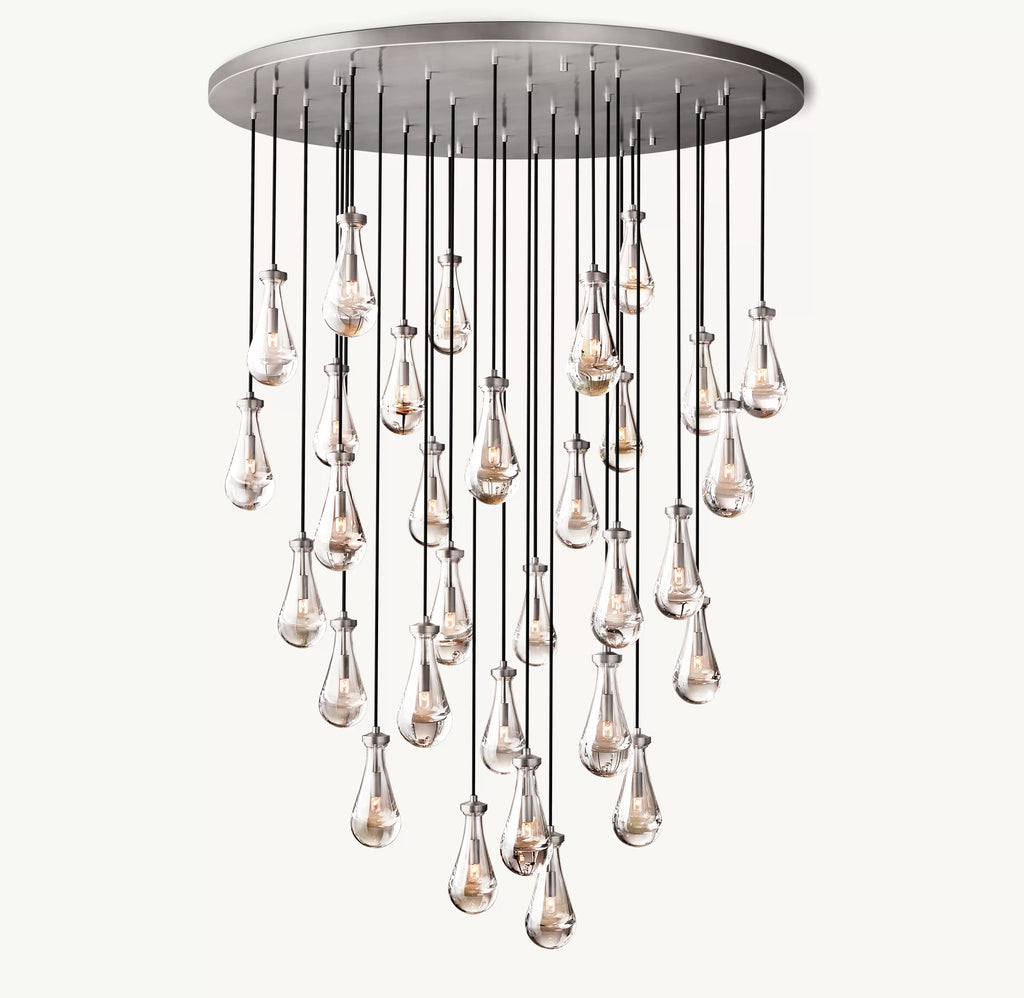 60 Inch Raindrop Glass Round Chandelier – Ava