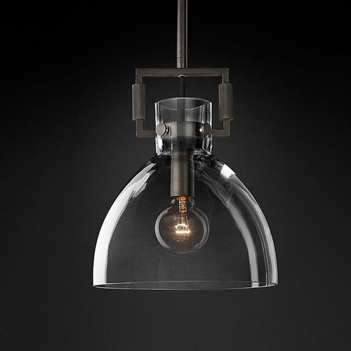 10 Inch Clear Glass Dome Pendant Light - Machinist