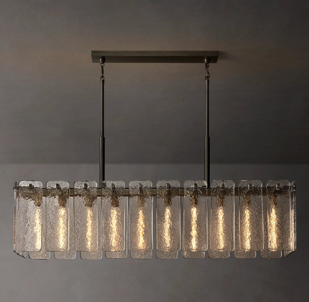60 Inch Textured Glass Rectangular Chandelier - Calamette