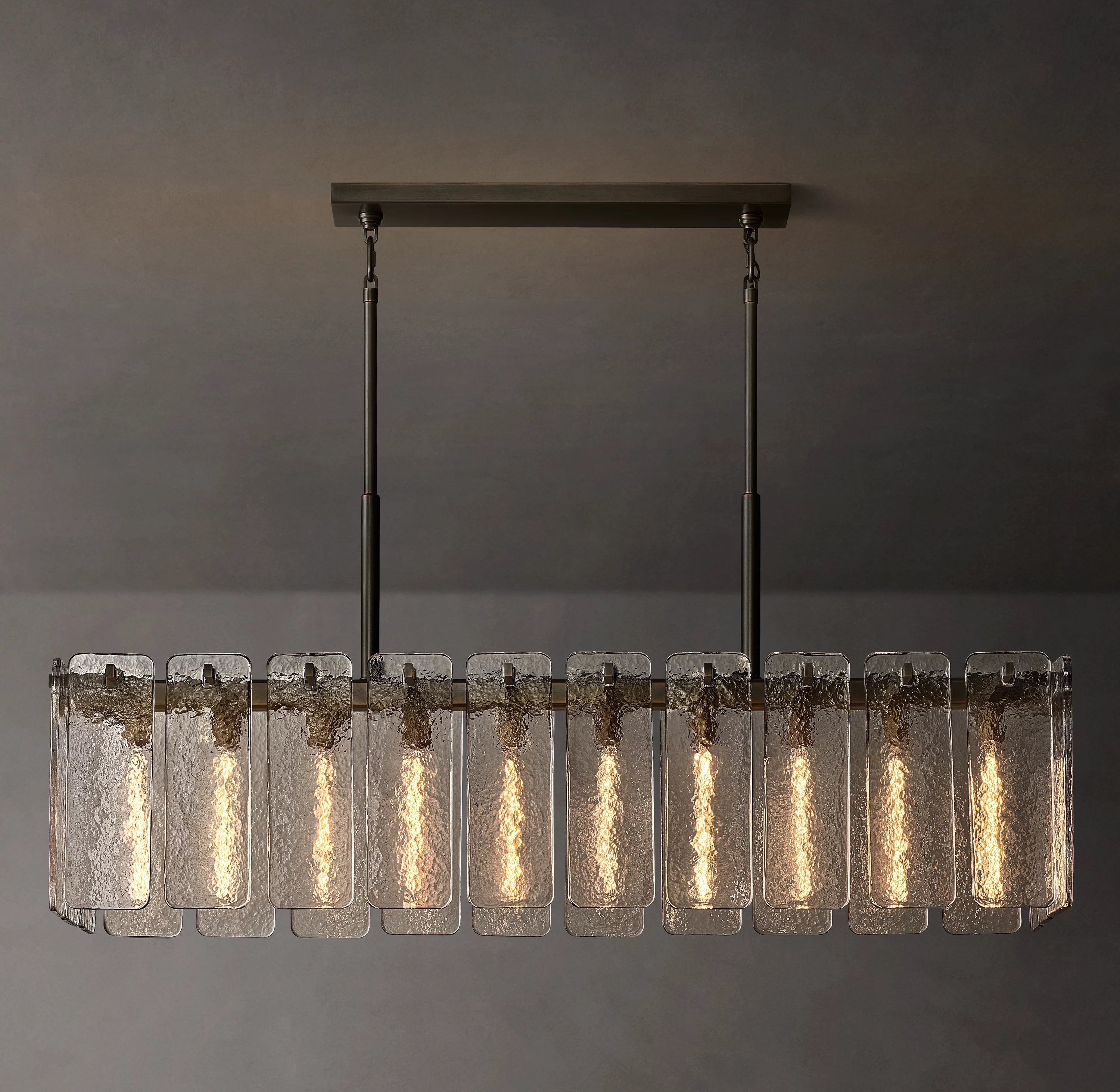 60 Inch Textured Glass Rectangular Chandelier - Calamette