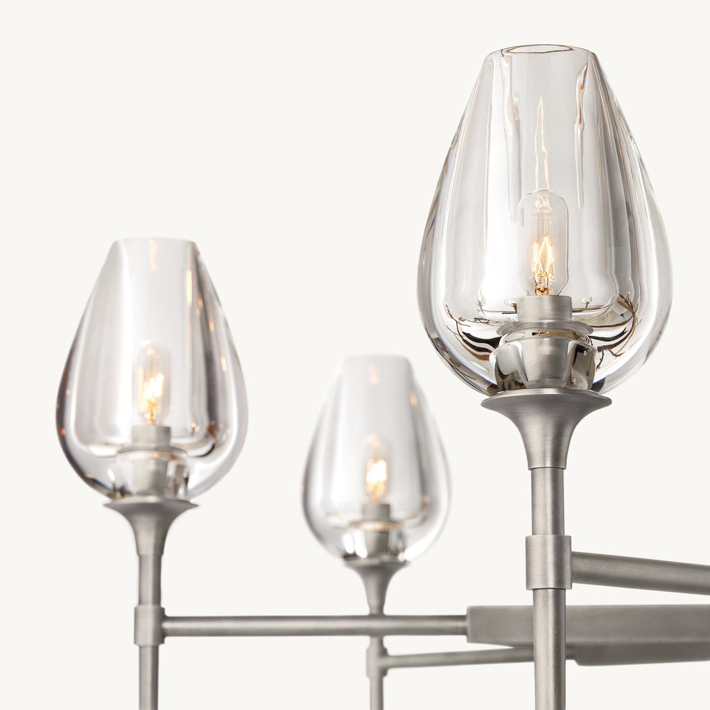 27 Inch Torchiere Crystal Arm Chandelier - Tulip