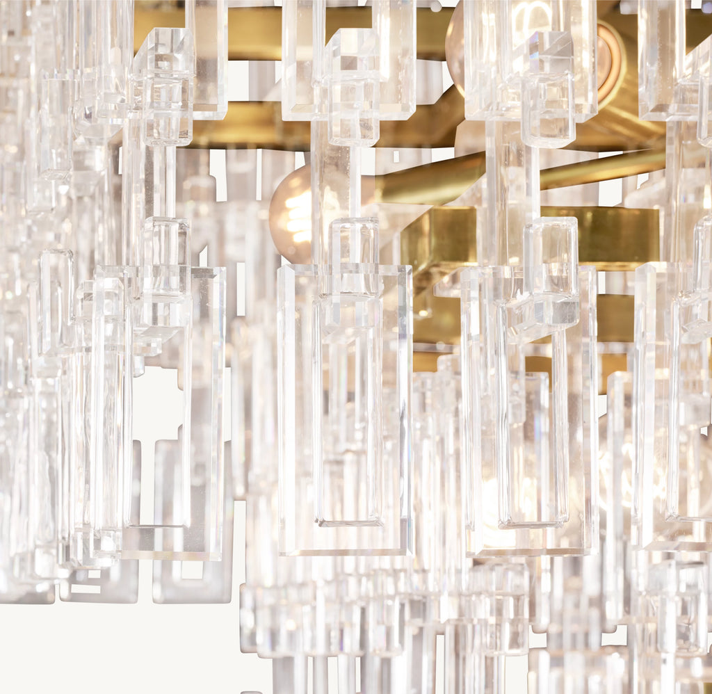 62 Inch Chain Crystal Tiered Rectangular Chandelier - Marignan