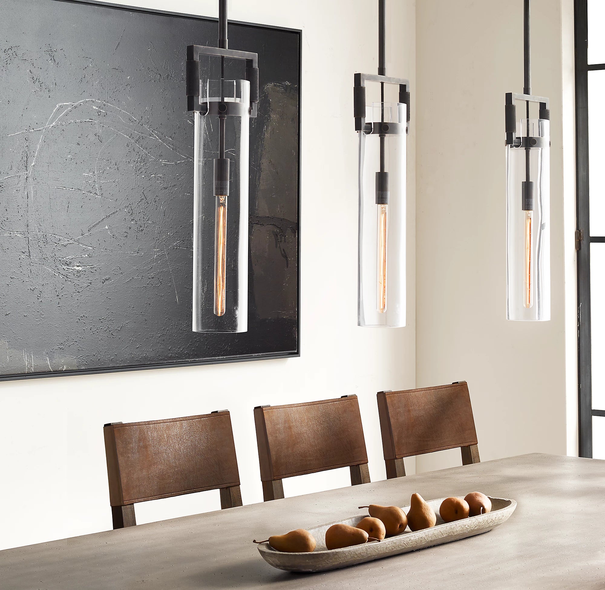 7 Inch Clear Glass Long Cylinder Pendant Light - Machinist