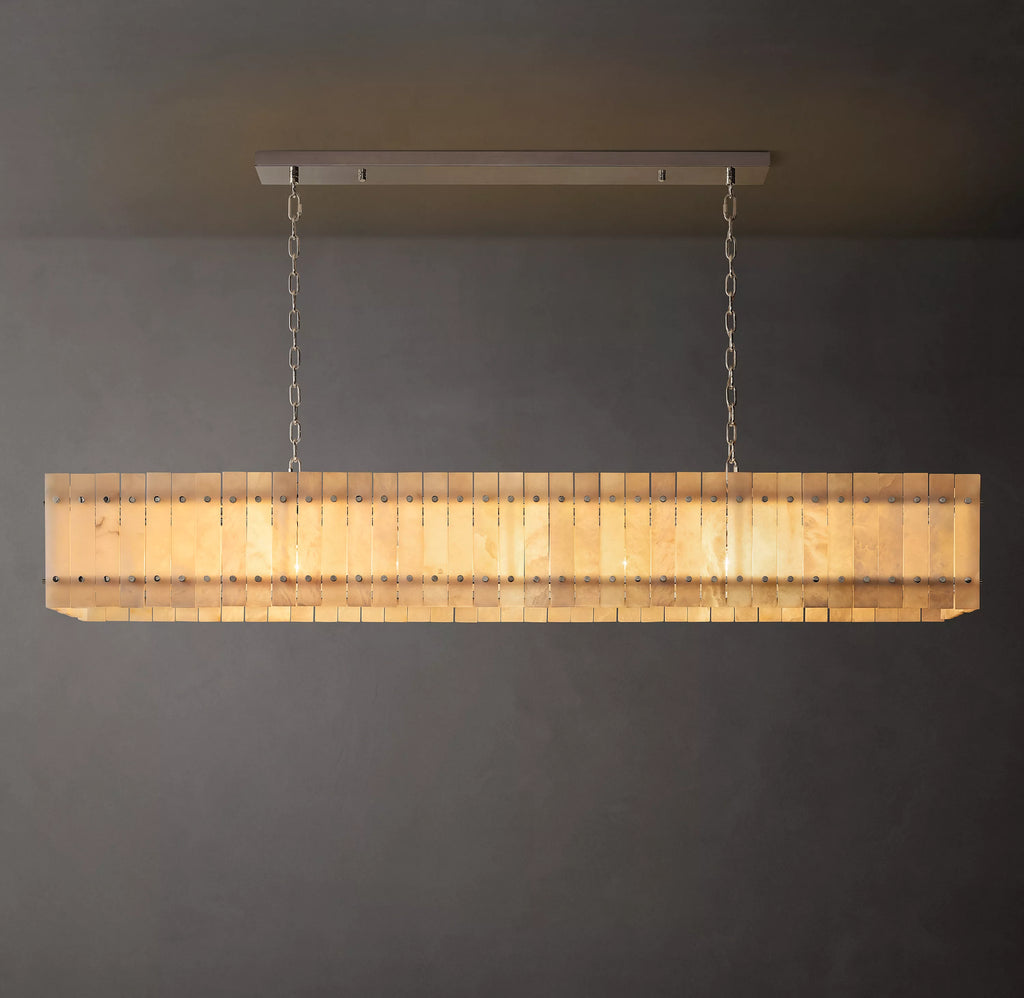 72 Inch Alabaster Rectangular Chandelier - San Marco