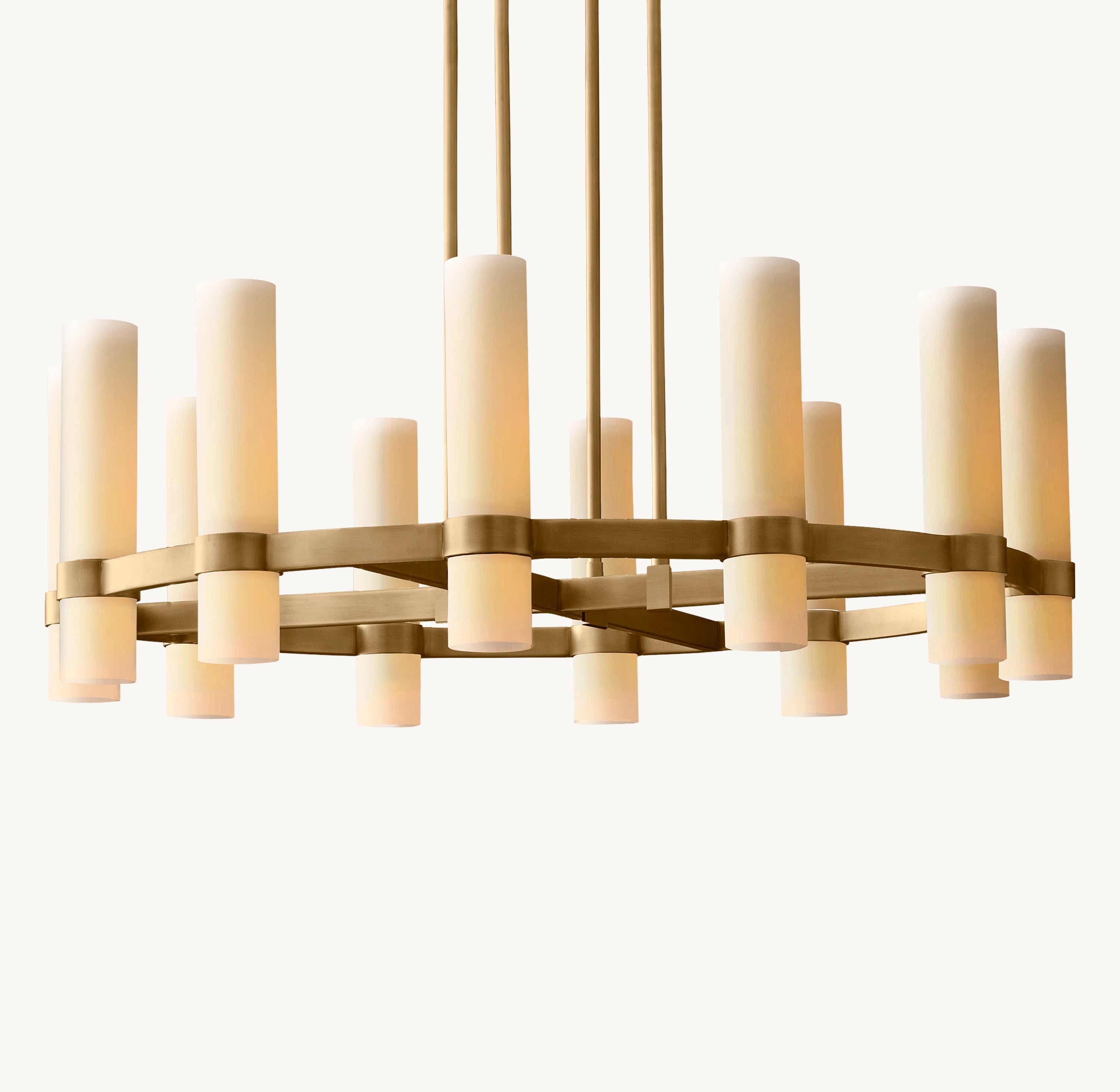 36 Inch Cylindrical Milk Glass Round Chandelier - Ravelle
