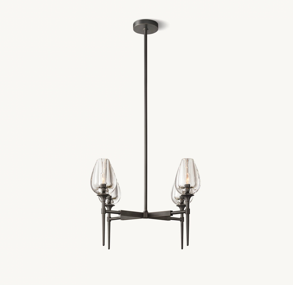 27 Inch Torchiere Crystal Arm Chandelier - Tulip