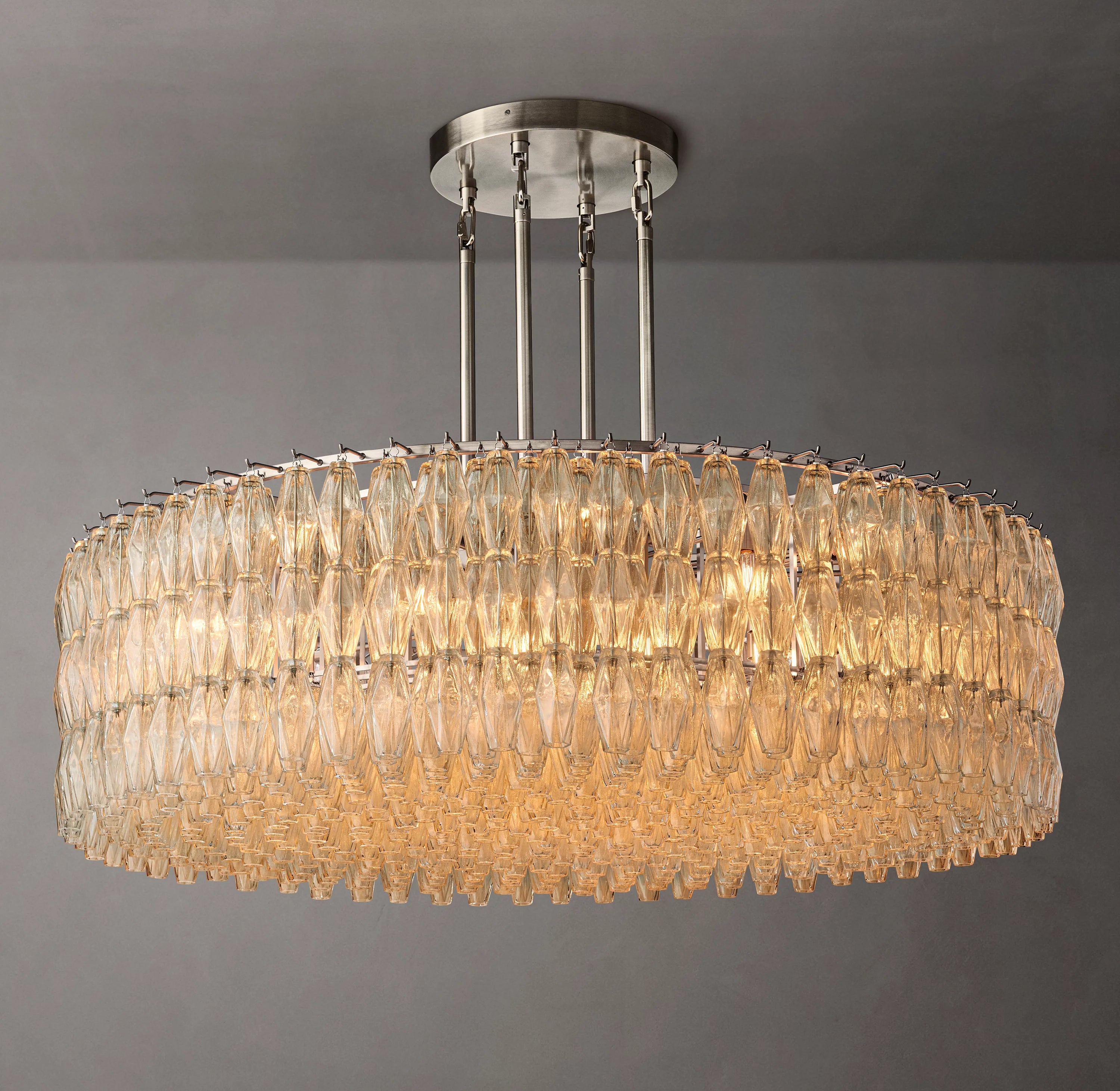 62 Inch Clear Murano Glass Round Chandelier - Chiara