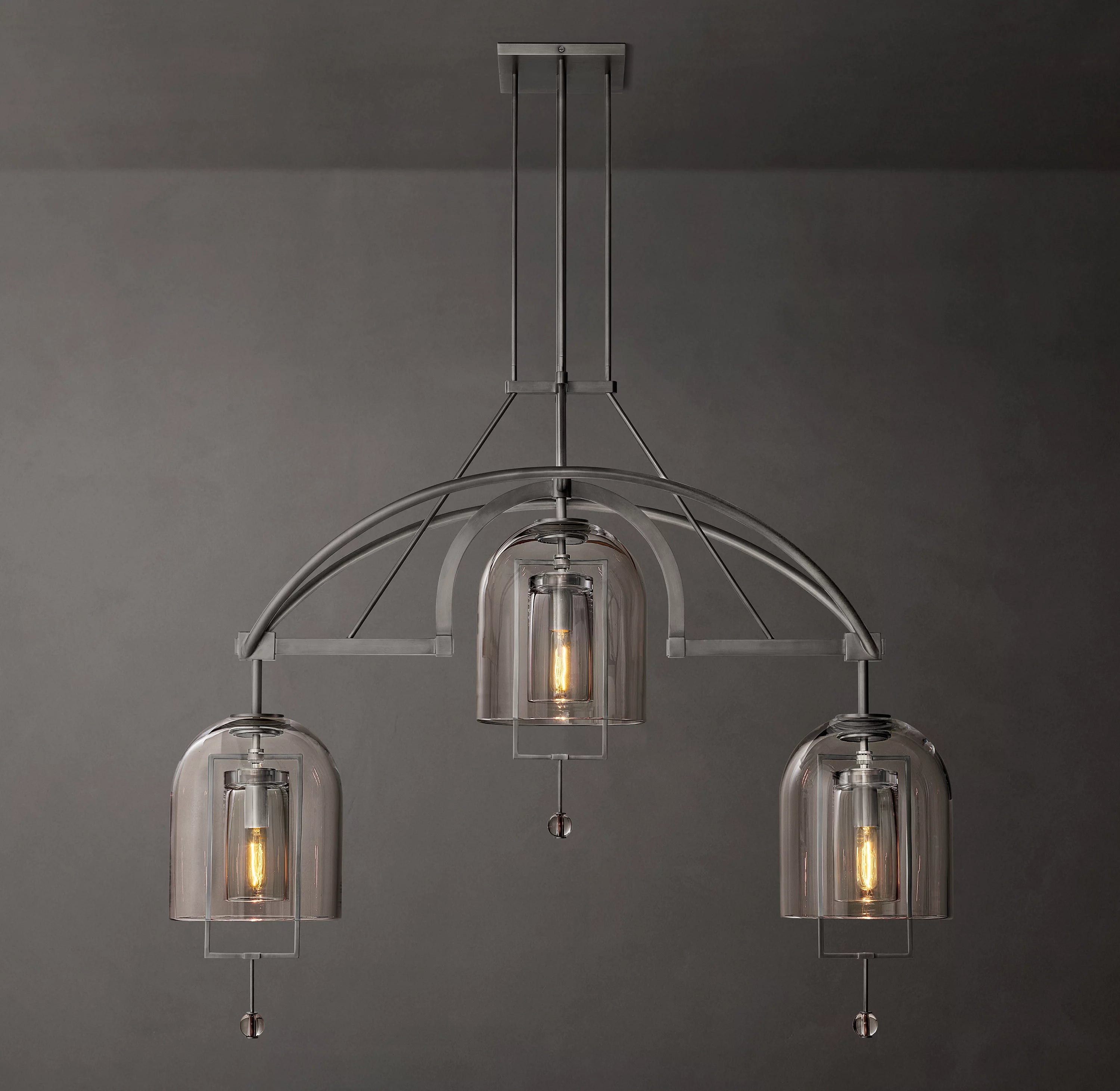 48 Inch Bell Glass Linear Chandelier - Fulcrum
