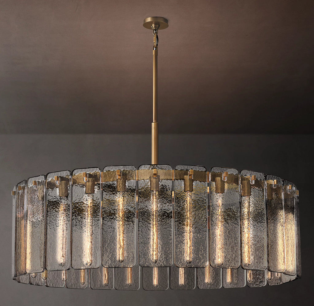 48 Inch Textured Glass Round Chandelier - Calamette