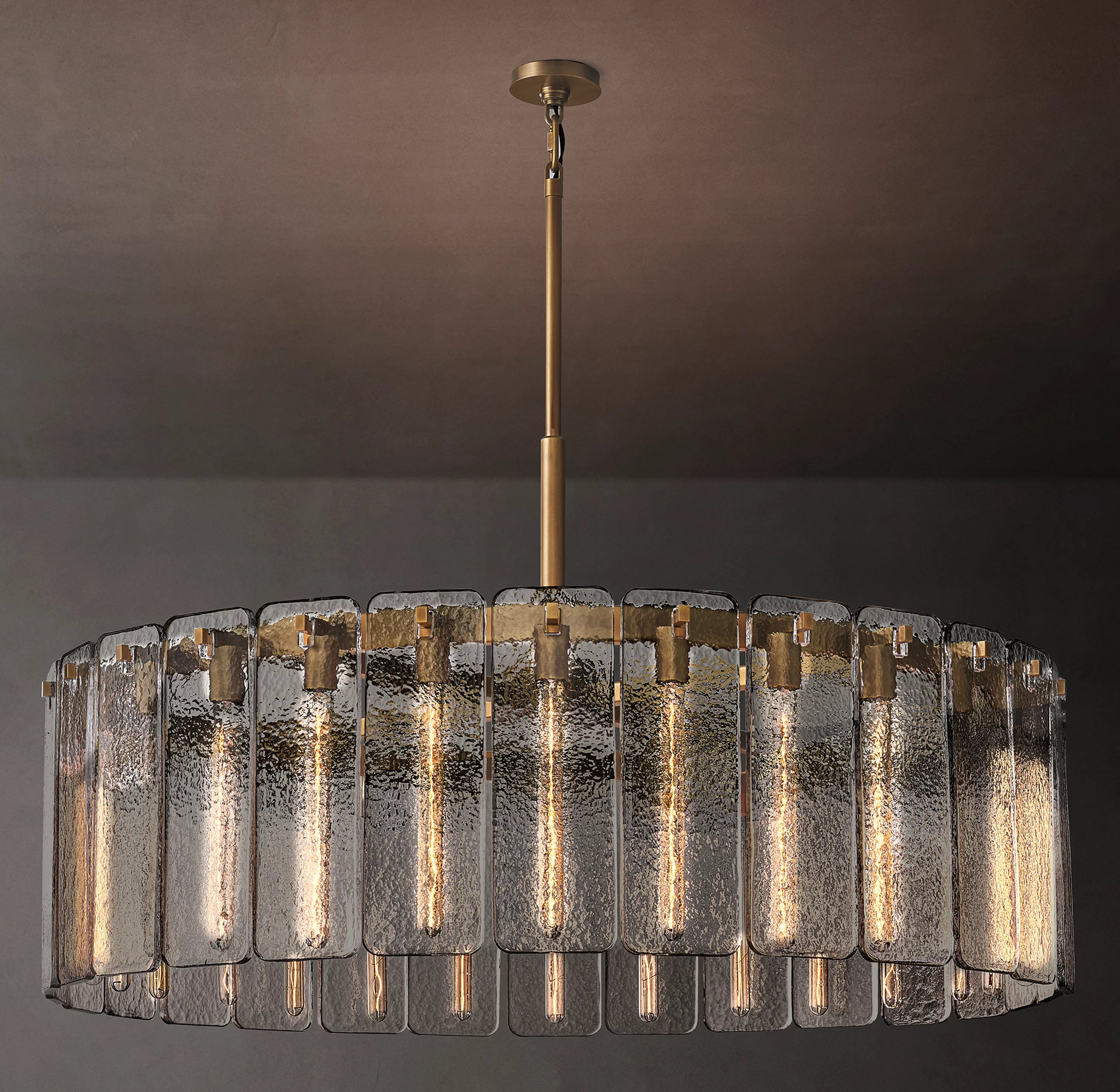 48 Inch Textured Glass Round Chandelier - Calamette