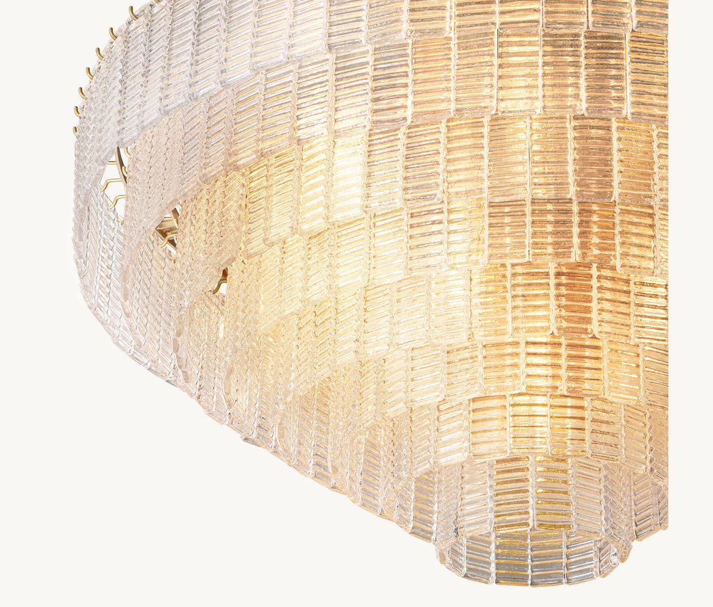 65 Inch Ribbed Clear Glass Tiered Chandelier - Sirene
