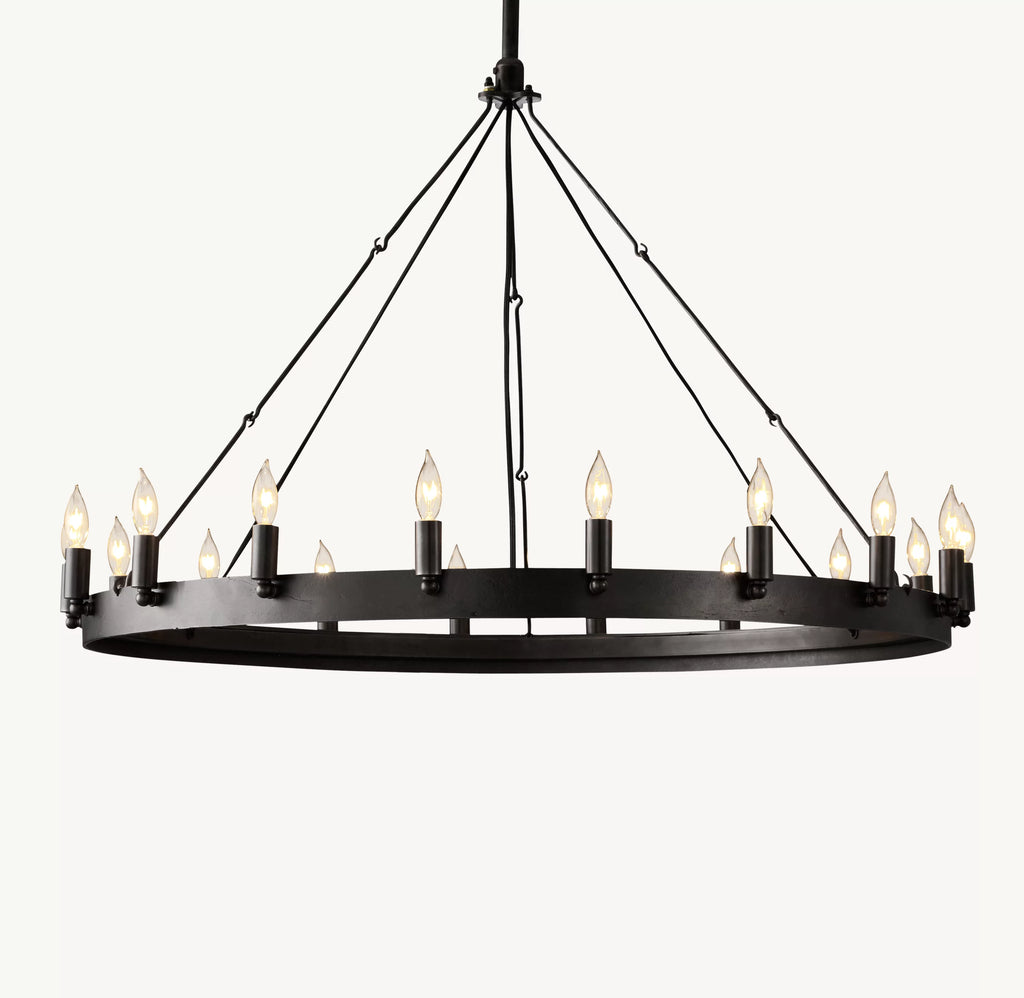 38 Inch Vintage Filament Bent Tip Candle Round Chandelier - Camino