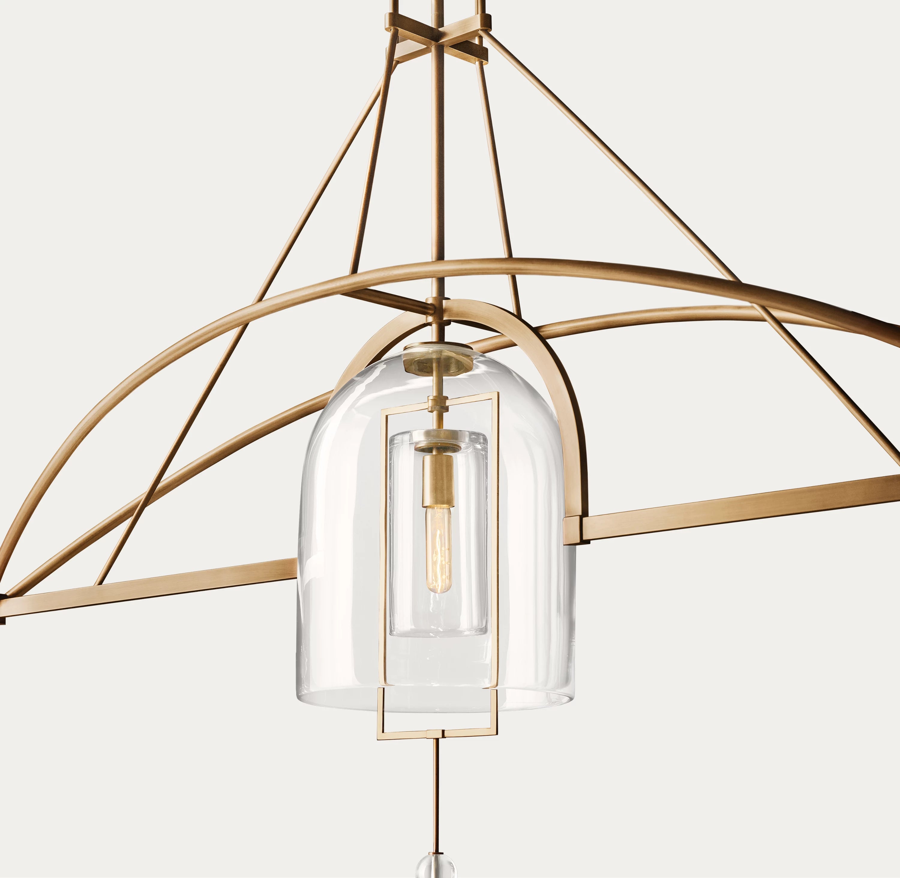 61 Inch Bell Glass Linear Chandelier - Fulcrum