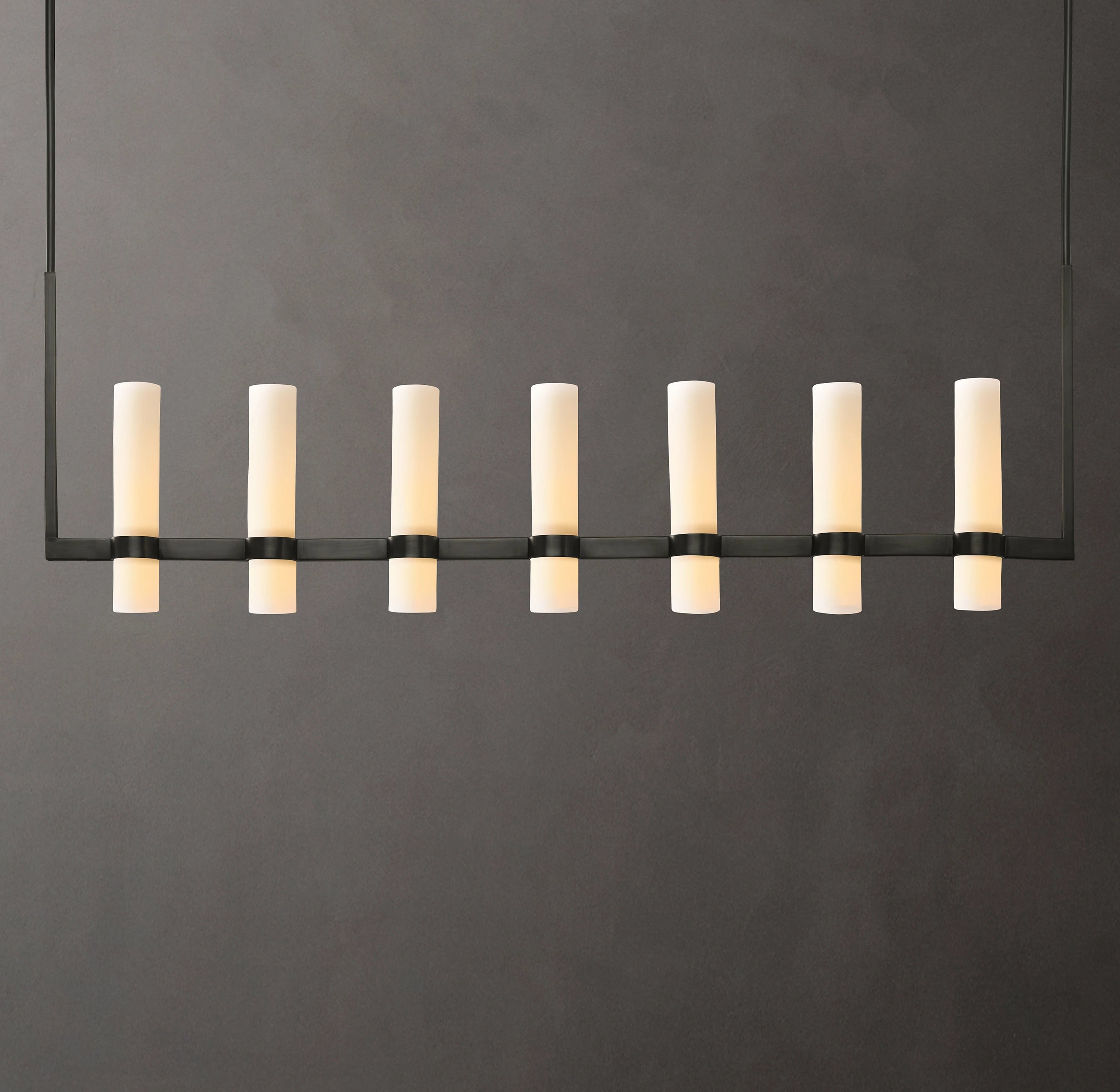 54 Inch Cylindrical Milk Glass Linear Chandelier - Ravelle