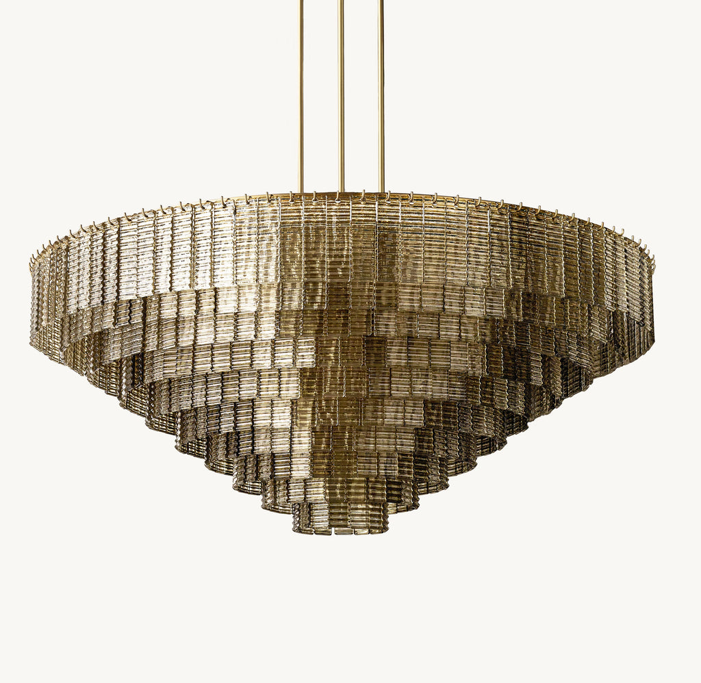 65 Inch Ribbed Smoked Glass Tiered Chandelier - Sirene