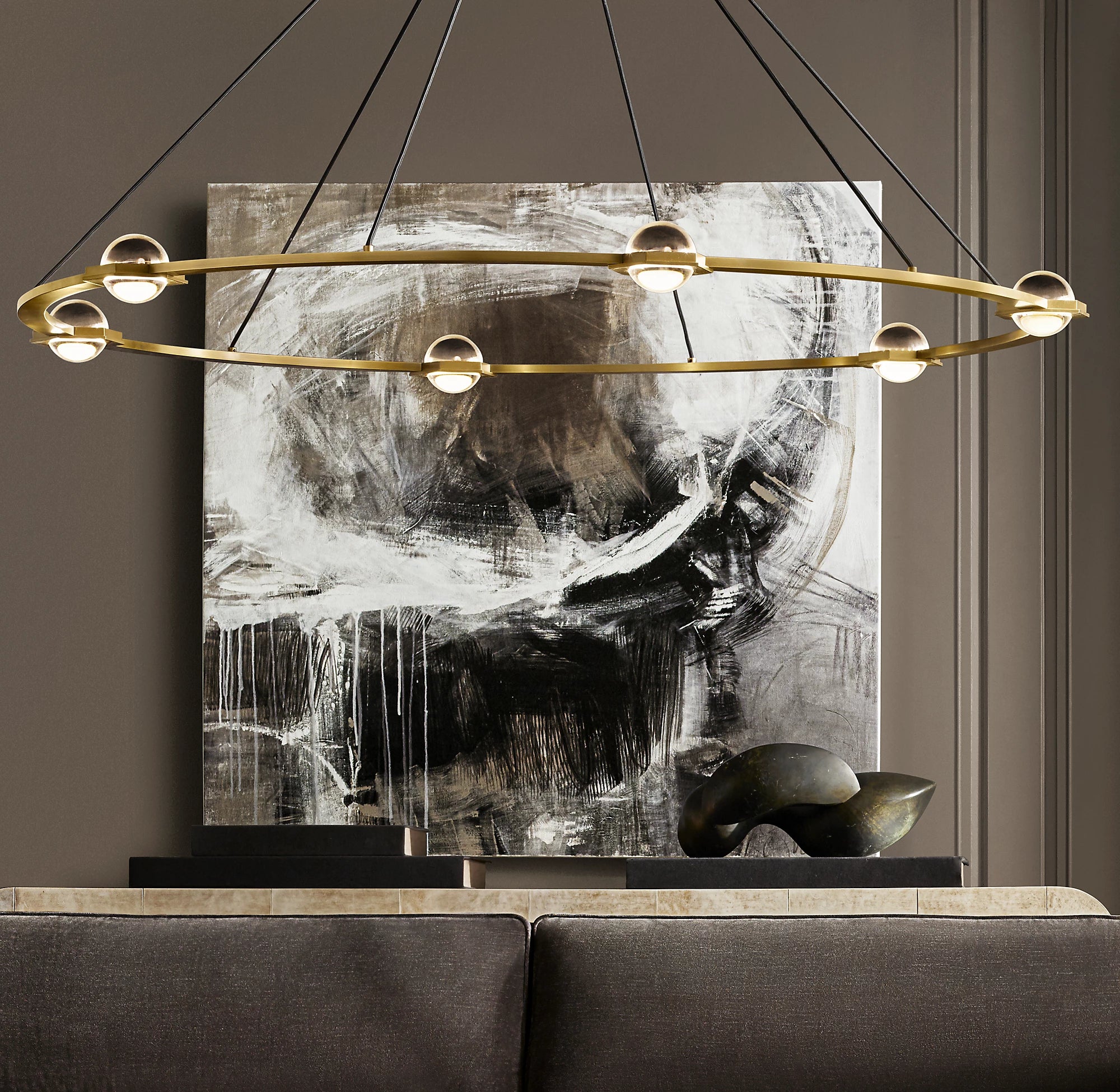 60 Inch Globe Crystal Ring Chandelier - Eclatant