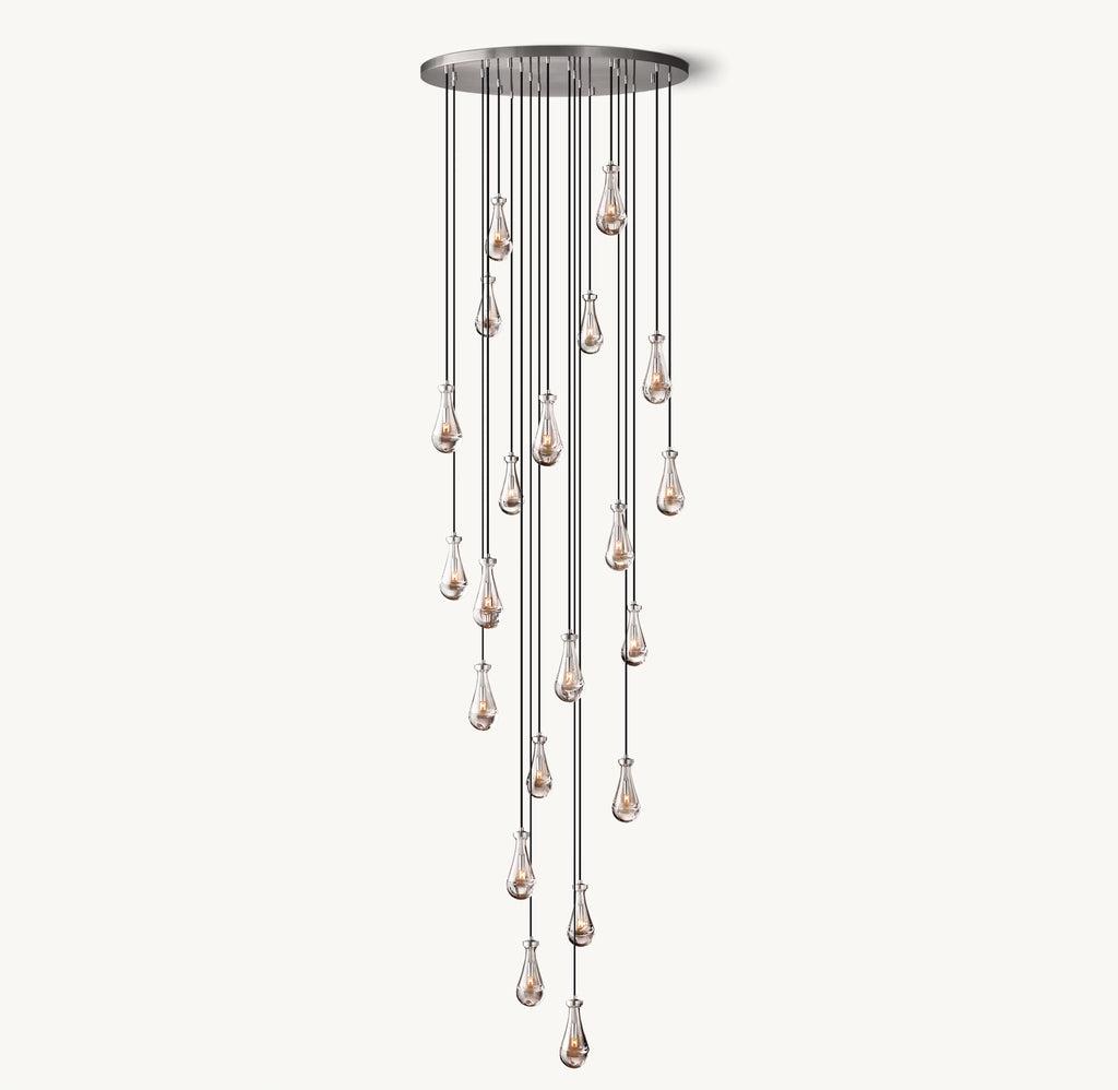 47 Inch Raindrop Glass Round Chandelier – Ava