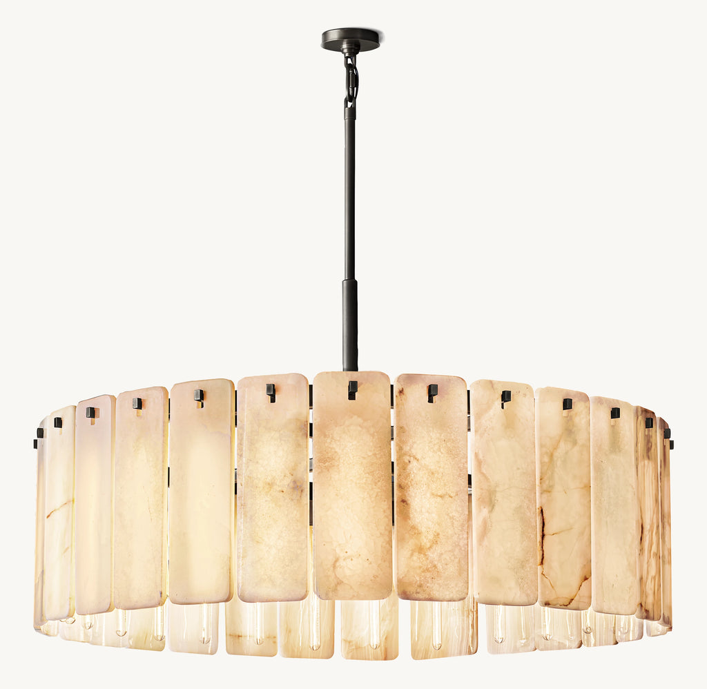 48 Inch Alabaster Round Chandelier - Calamette