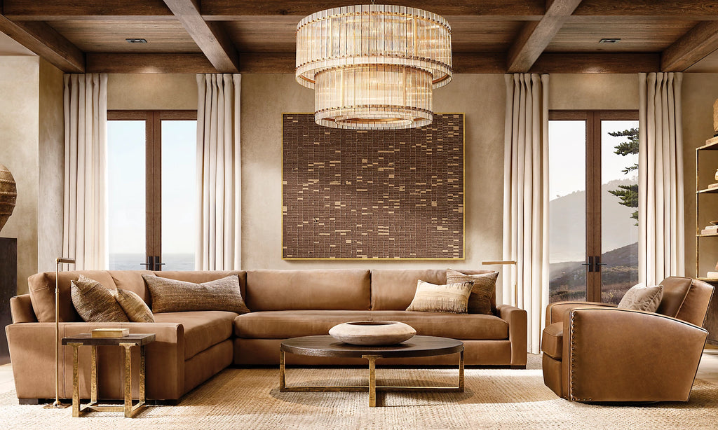 60 Inch Ribbed Glass Two-Tier Chandelier - San Marco