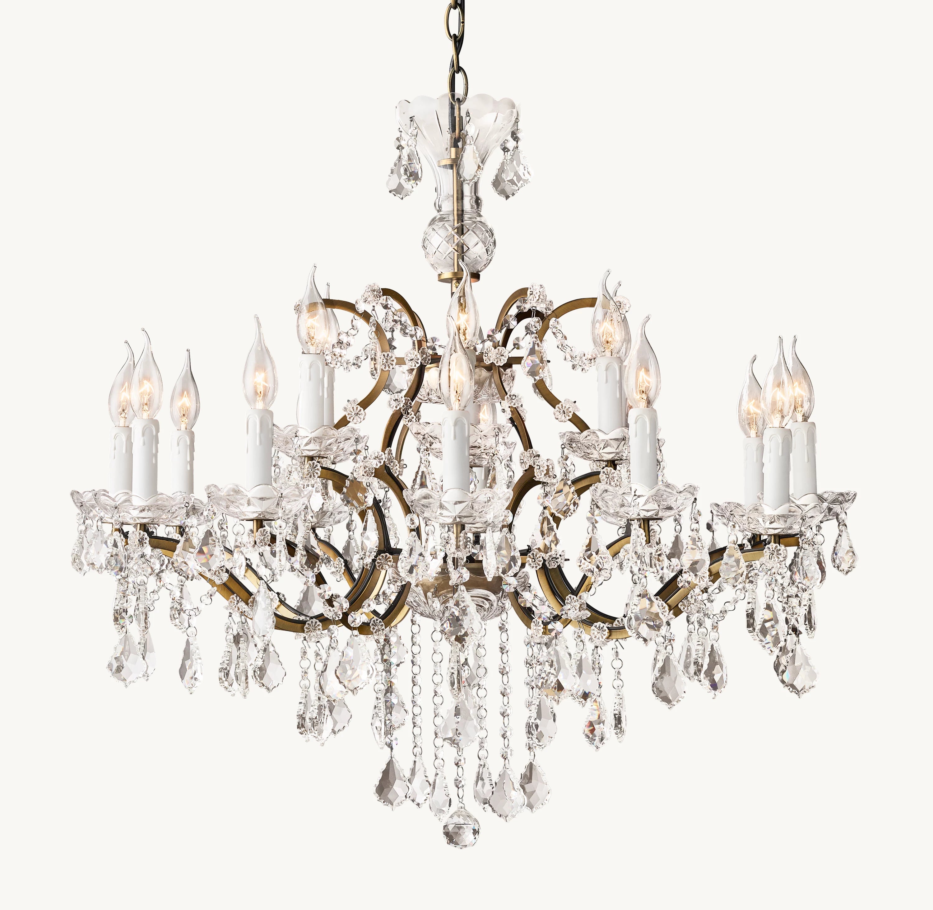 33 Inch Candelabra Crystal Chandelier - Rococo