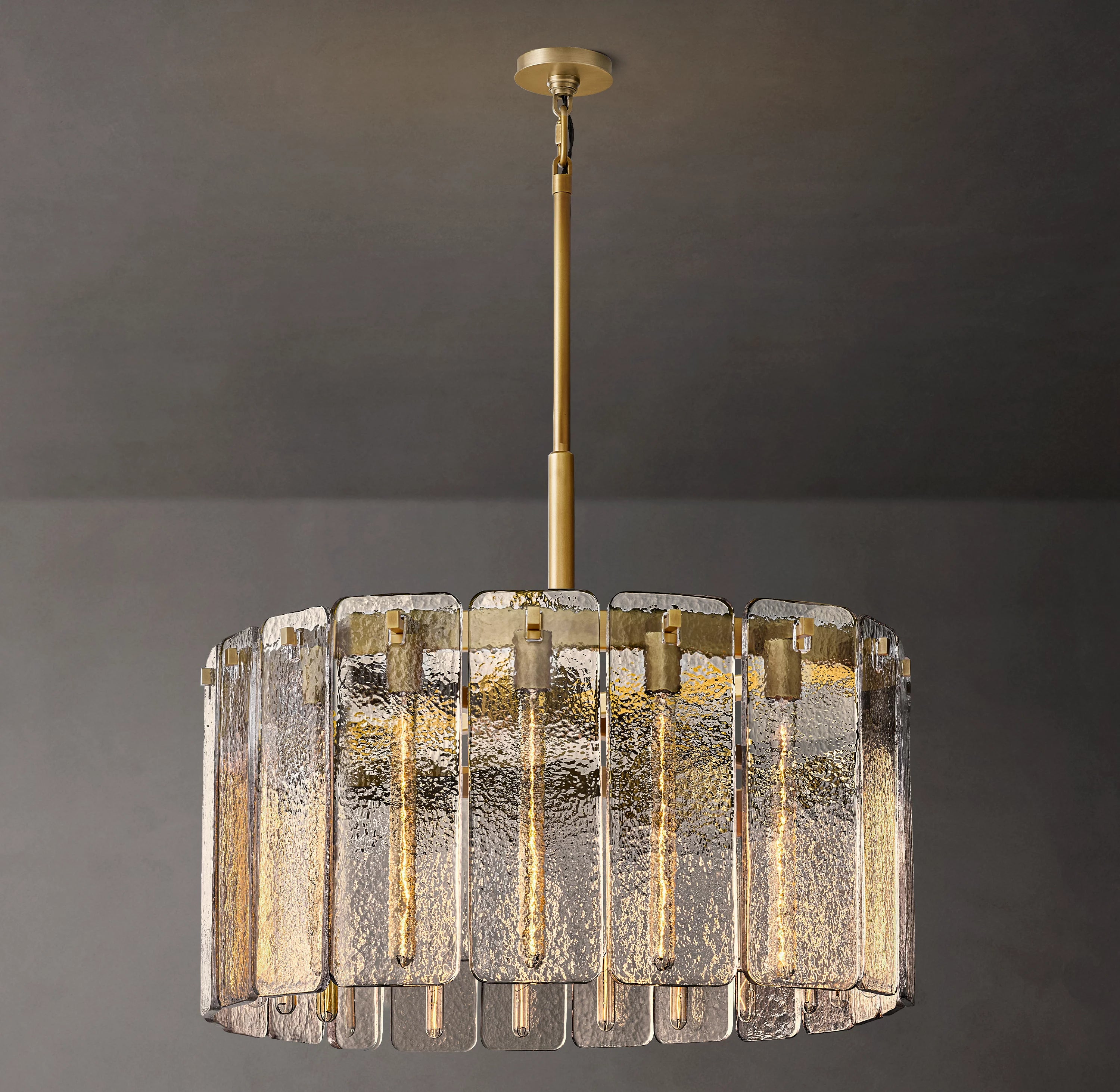 36 Inch Textured Glass Round Chandelier - Calamette