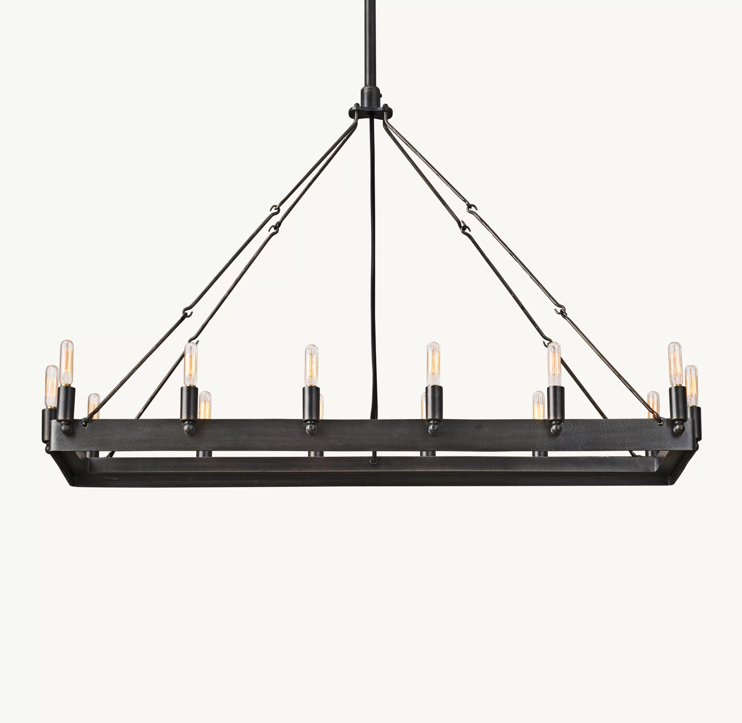 41 Inch Vintage Filament Tubular Candle Rectangular Chandelier - Camino