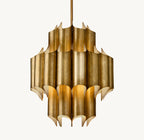 24 Inch Mid Century Modern Brass Chandelier - Cathedral
