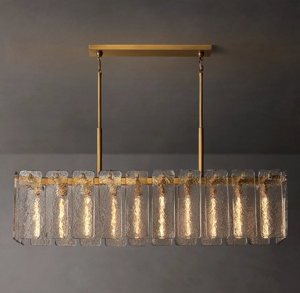 60 Inch Textured Glass Rectangular Chandelier - Calamette