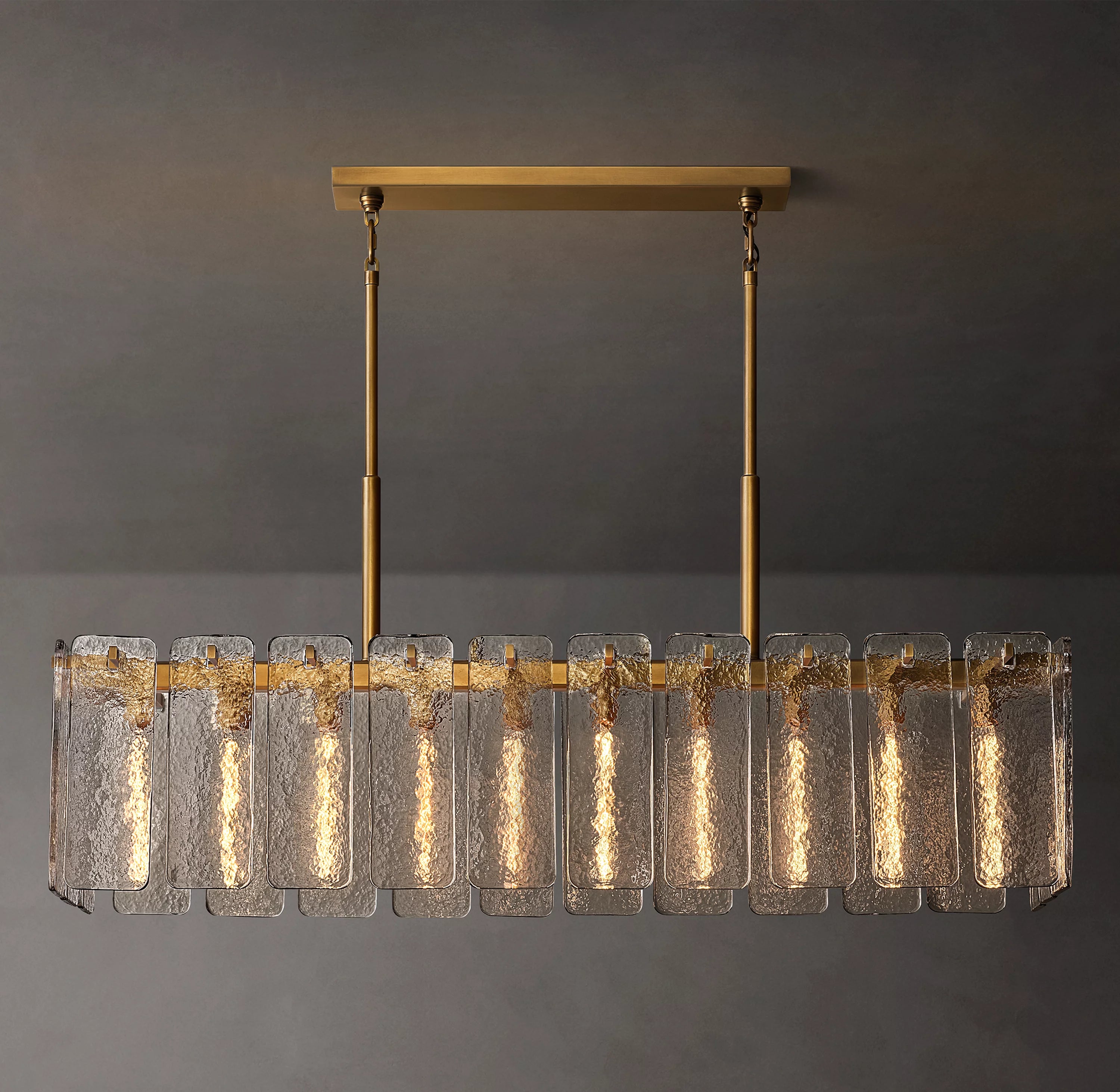 60 Inch Textured Glass Rectangular Chandelier - Calamette