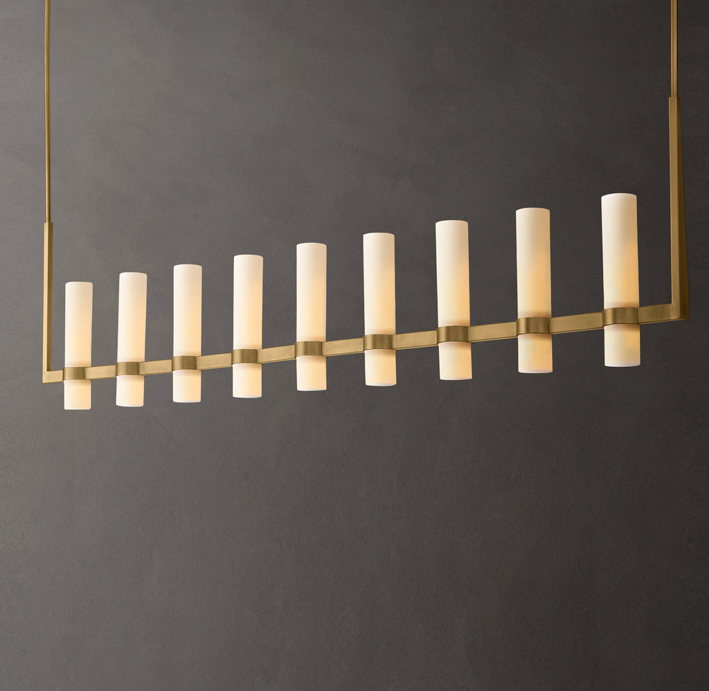 69 Inch Cylindrical Milk Glass Linear Chandelier - Ravelle