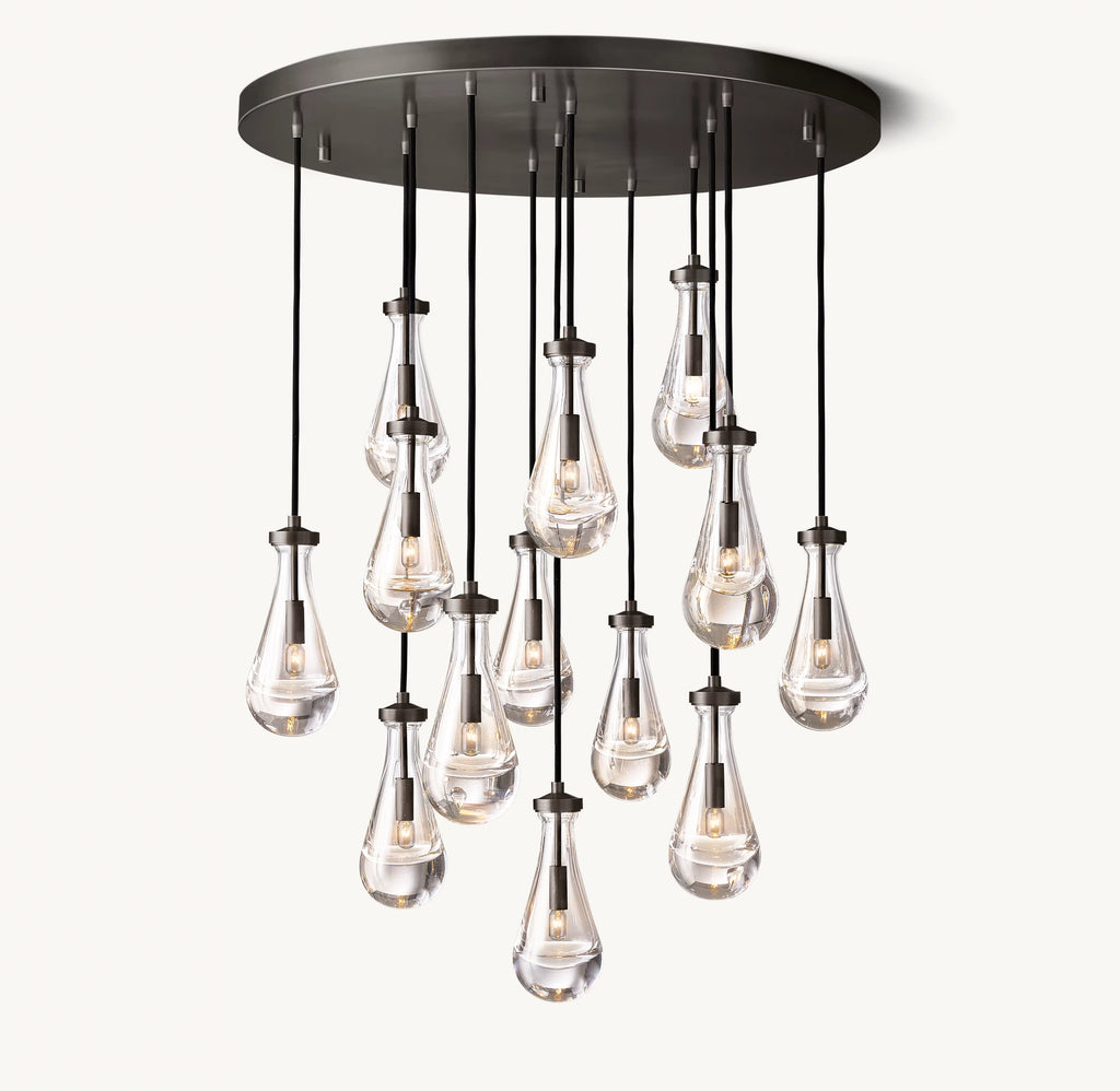 36 Inch Raindrop Glass Round Chandelier – Ava