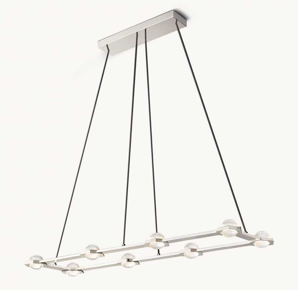 54 Inch Globe Crystal Rectangular Chandelier - Eclatant