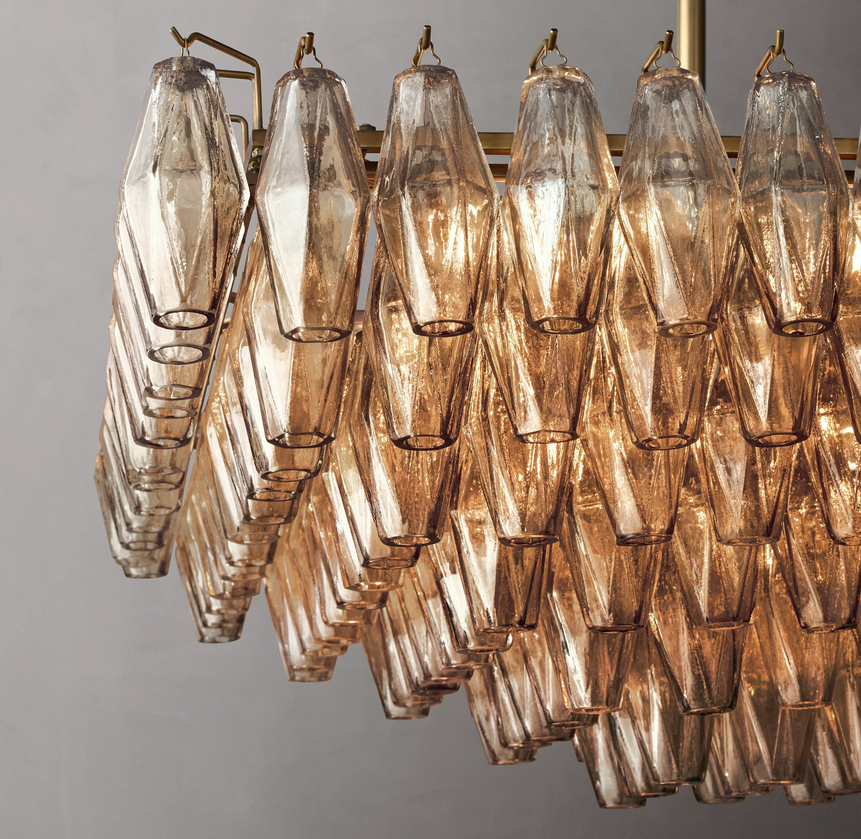 74 Inch Smoked Murano Glass Tiered Rectangular Chandelier - Chiara