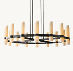 48 Inch Cylindrical Milk Glass Round Chandelier - Ravelle