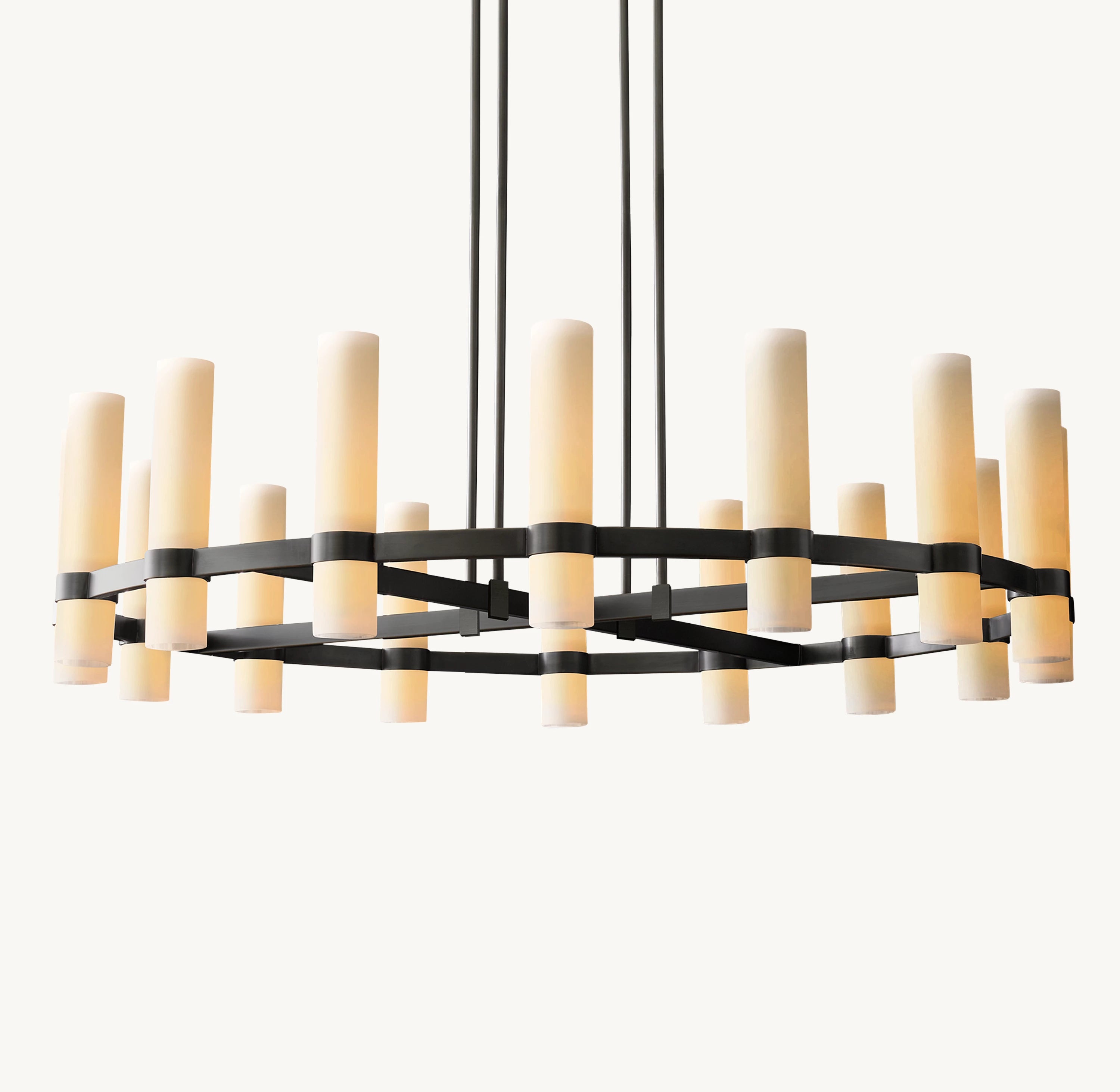48 Inch Cylindrical Milk Glass Round Chandelier - Ravelle