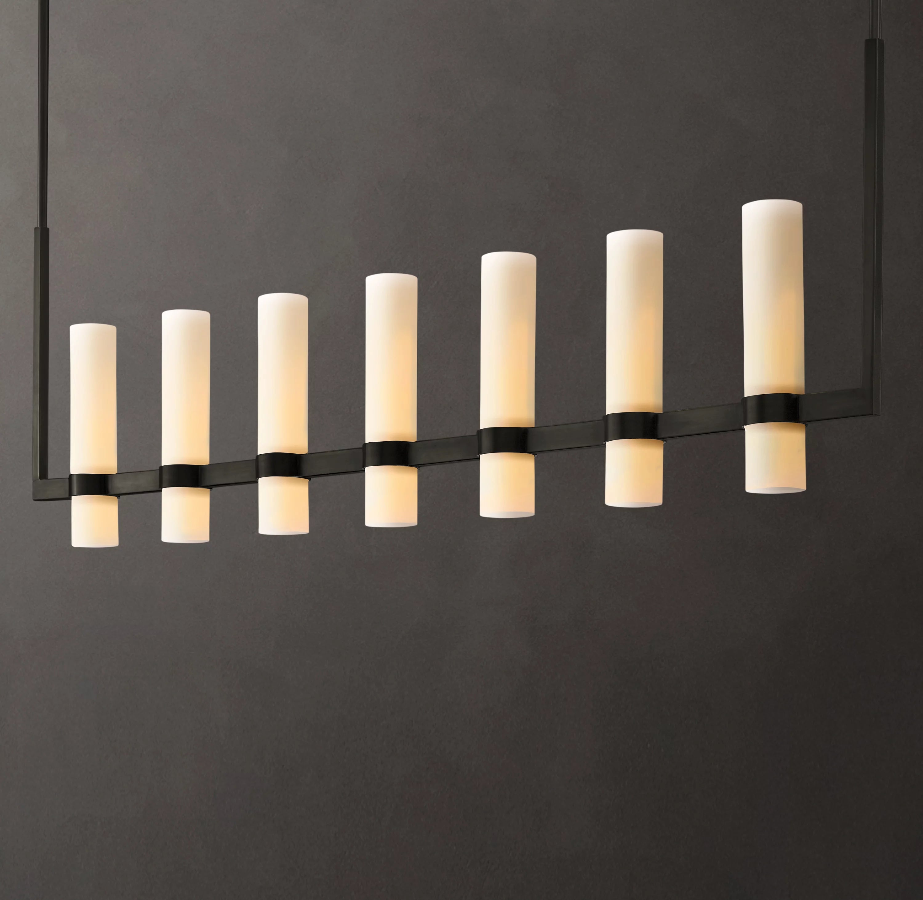 54 Inch Cylindrical Milk Glass Linear Chandelier - Ravelle