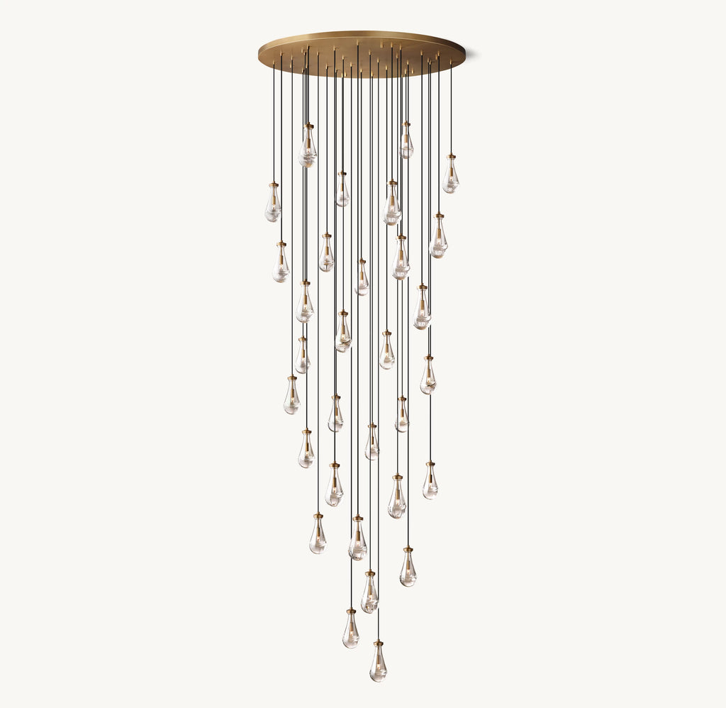 60 Inch Raindrop Glass Round Chandelier – Ava
