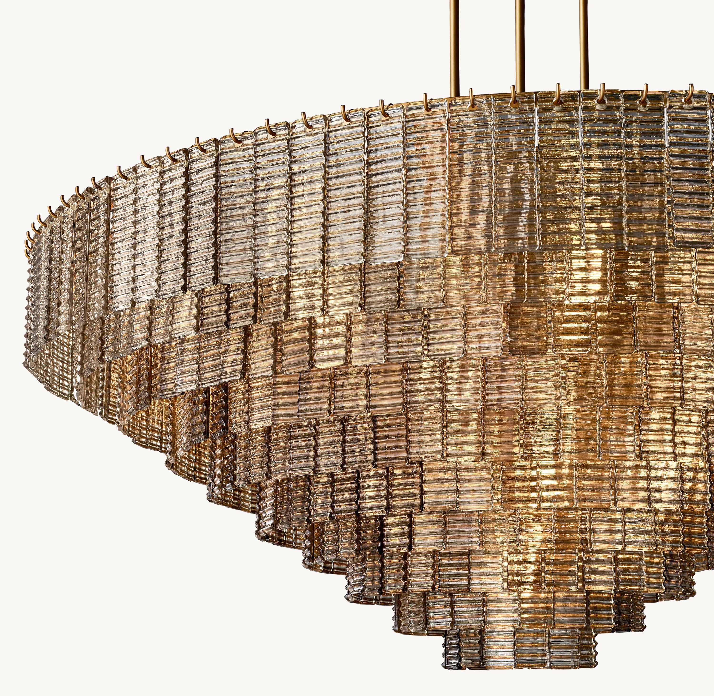 65 Inch Ribbed Smoked Glass Tiered Chandelier - Sirene