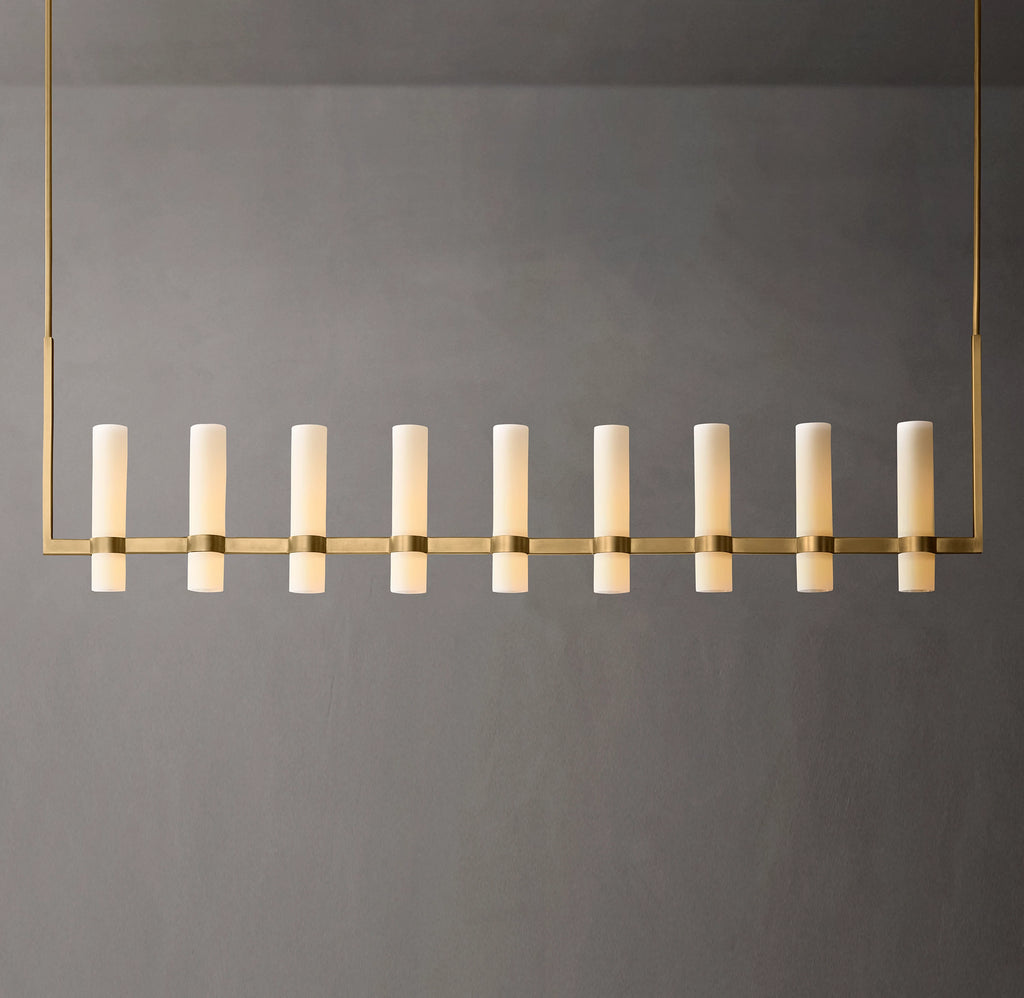 69 Inch Cylindrical Milk Glass Linear Chandelier - Ravelle