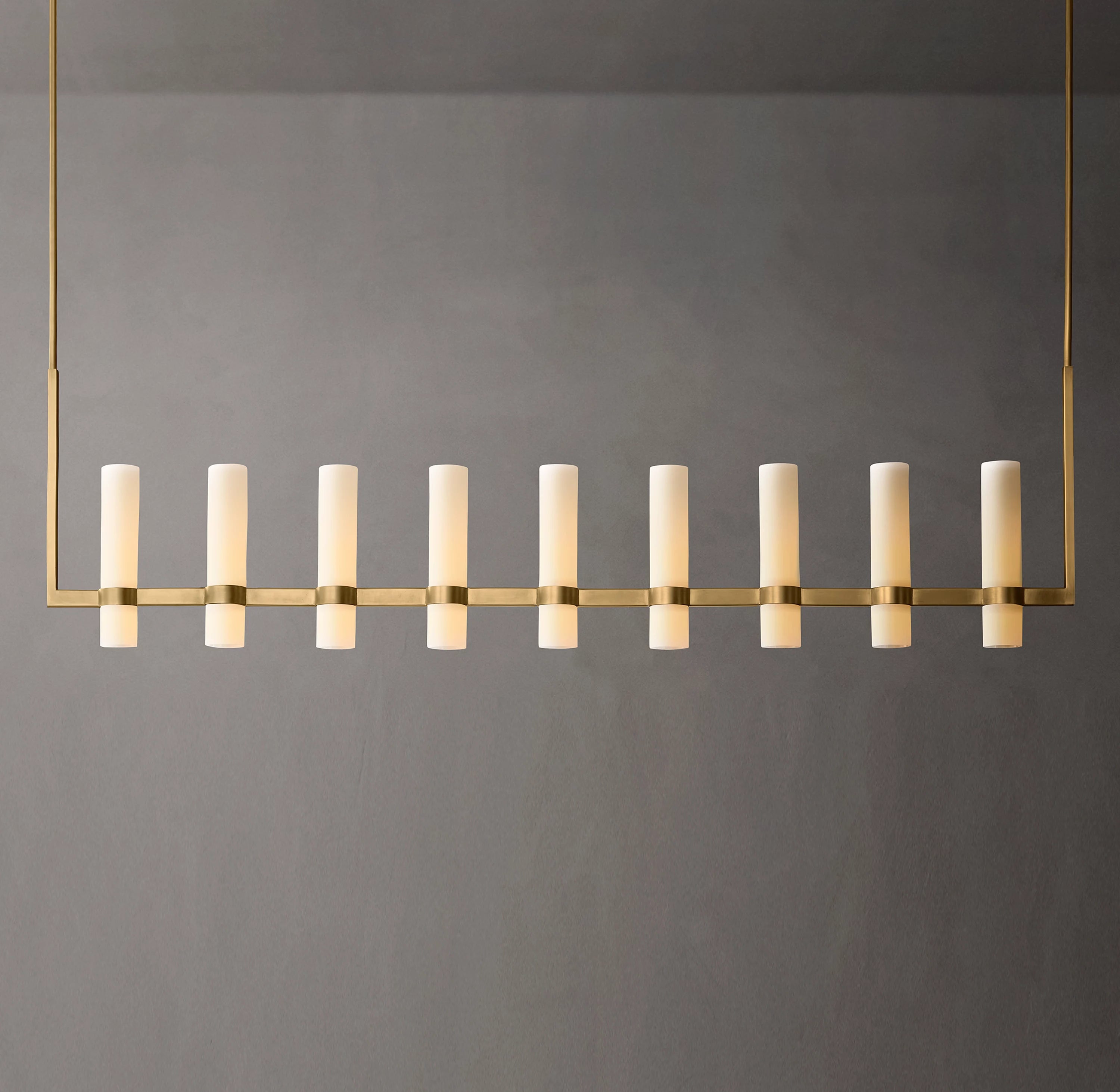 69 Inch Cylindrical Milk Glass Linear Chandelier - Ravelle