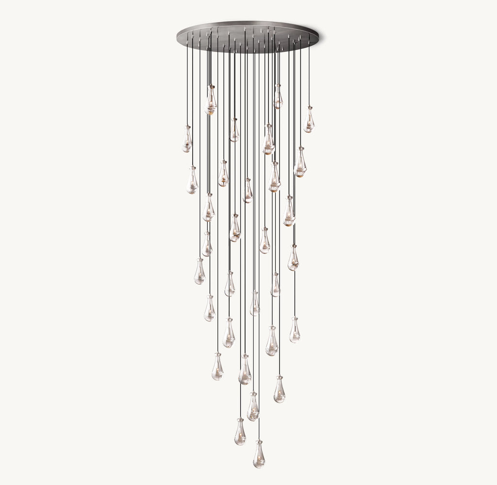 60 Inch Raindrop Glass Round Chandelier – Ava