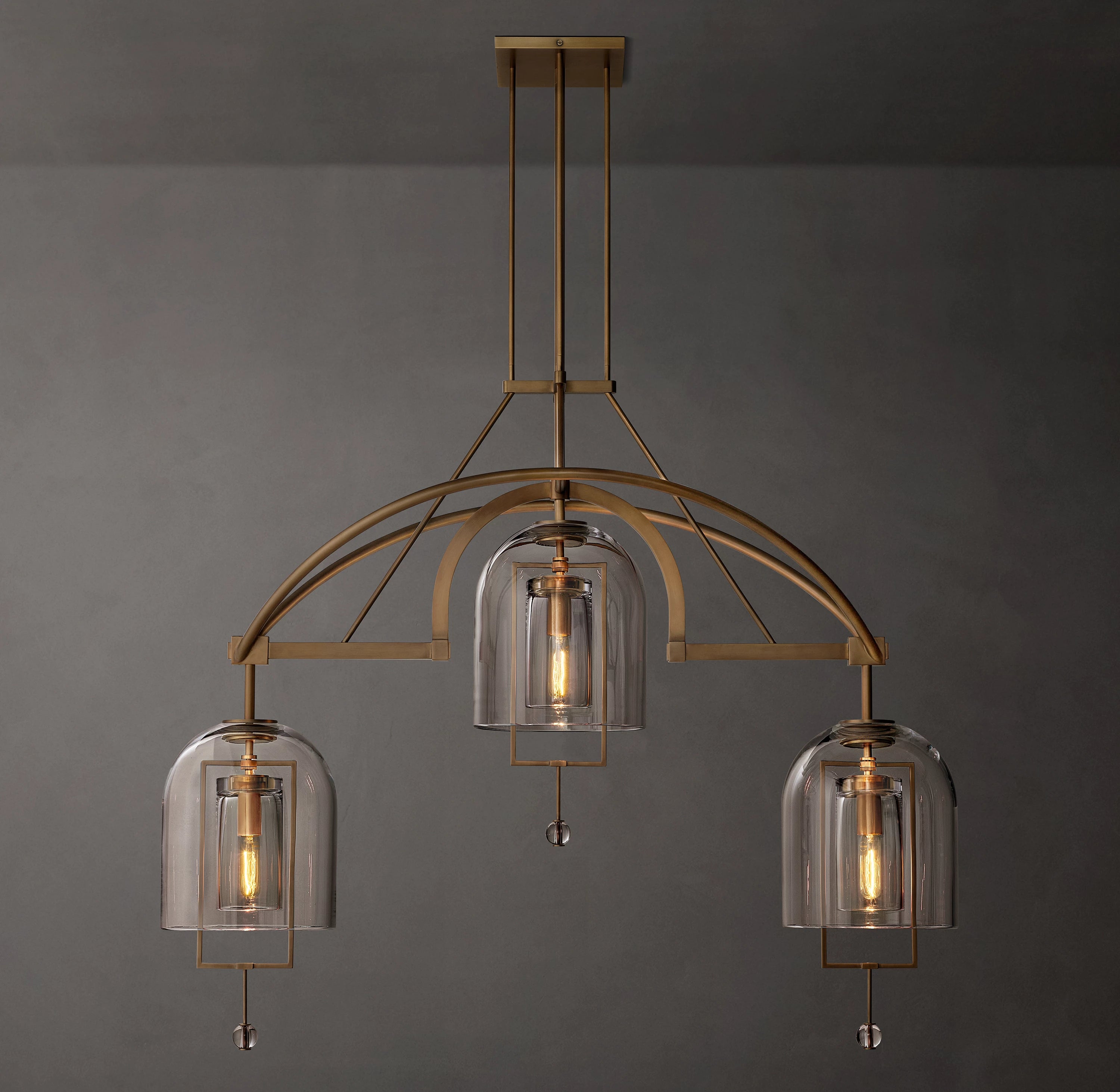 48 Inch Bell Glass Linear Chandelier - Fulcrum