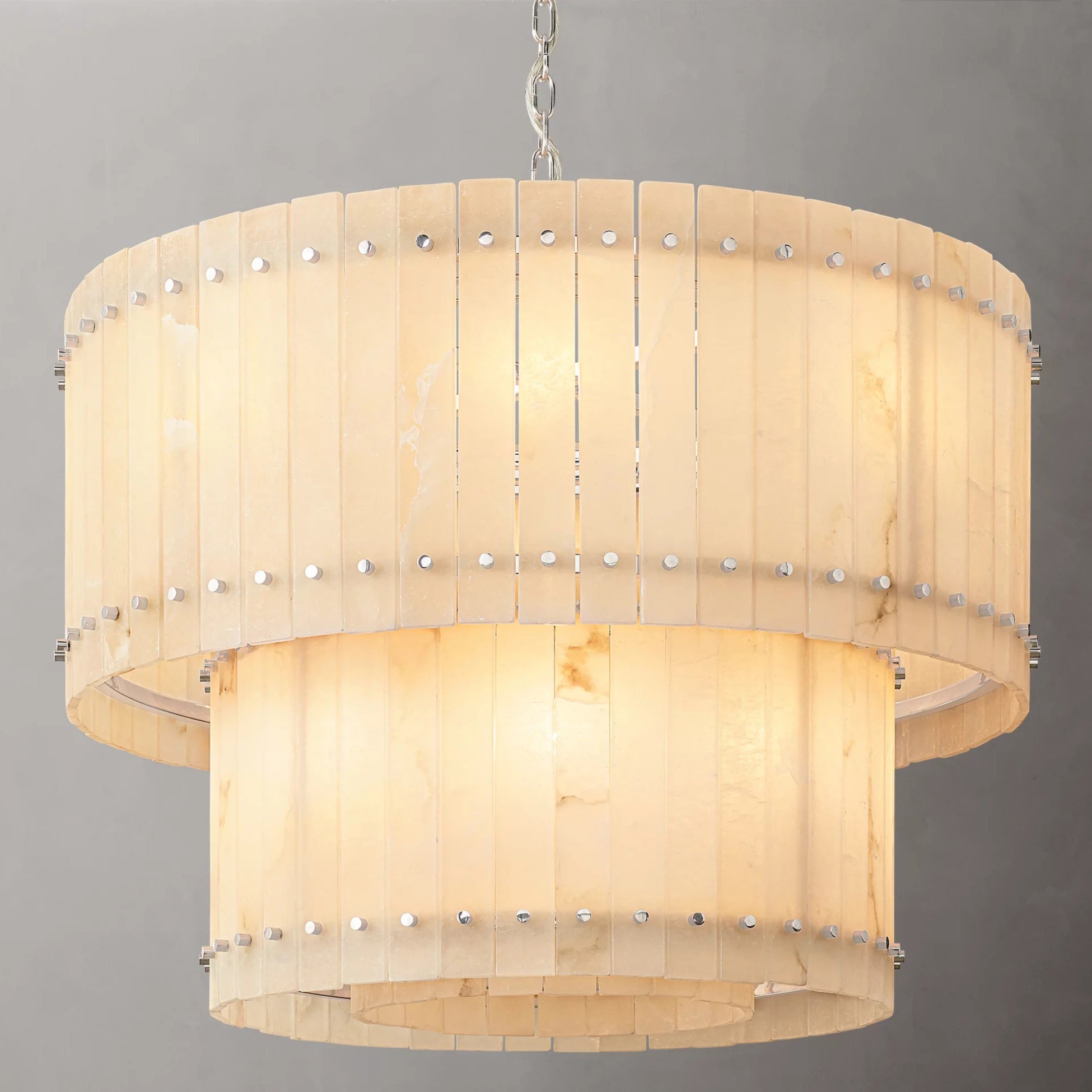 37 Inch Alabaster Two-Tier Chandelier - San Marco
