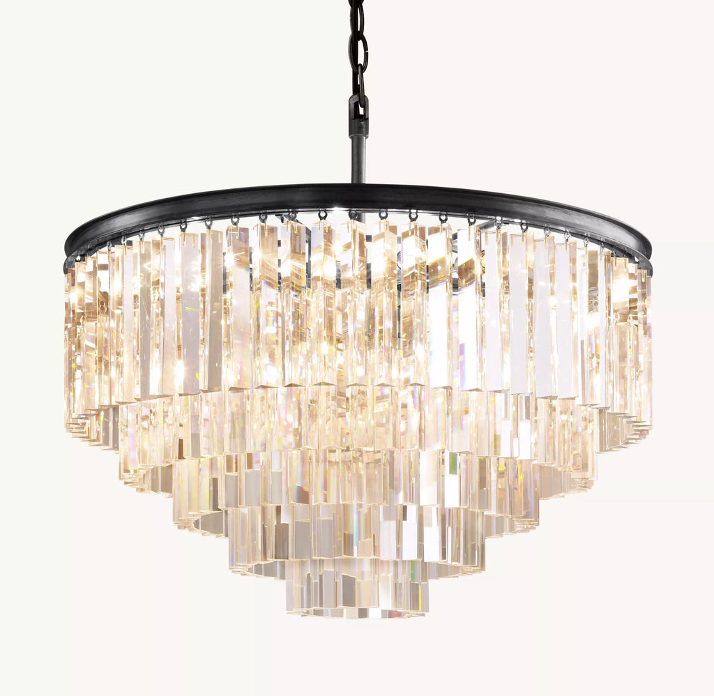 32 Inch Crystal Prism Tiered Chandelier - Odeon