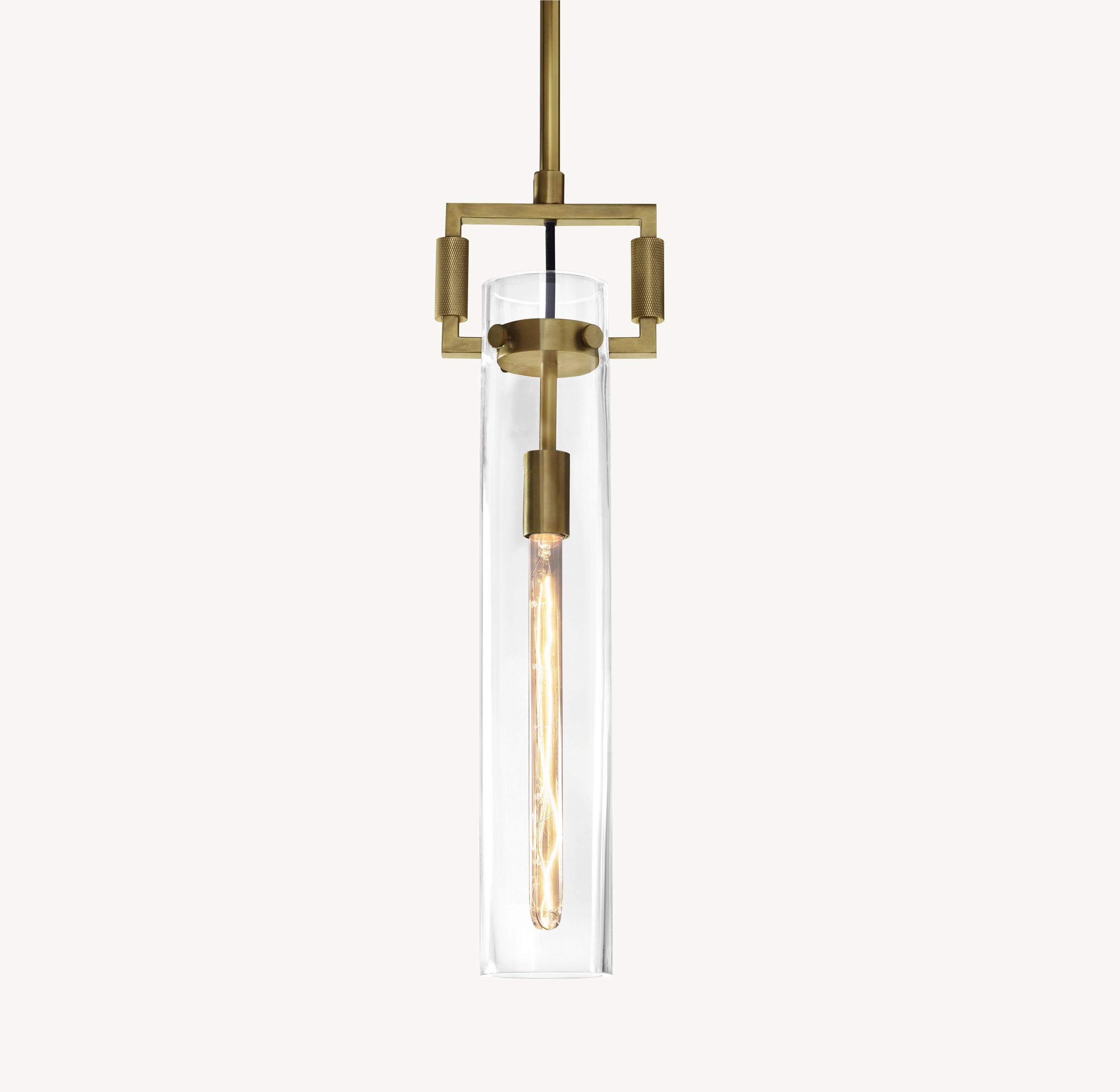 7 Inch Clear Glass Long Cylinder Pendant Light - Machinist