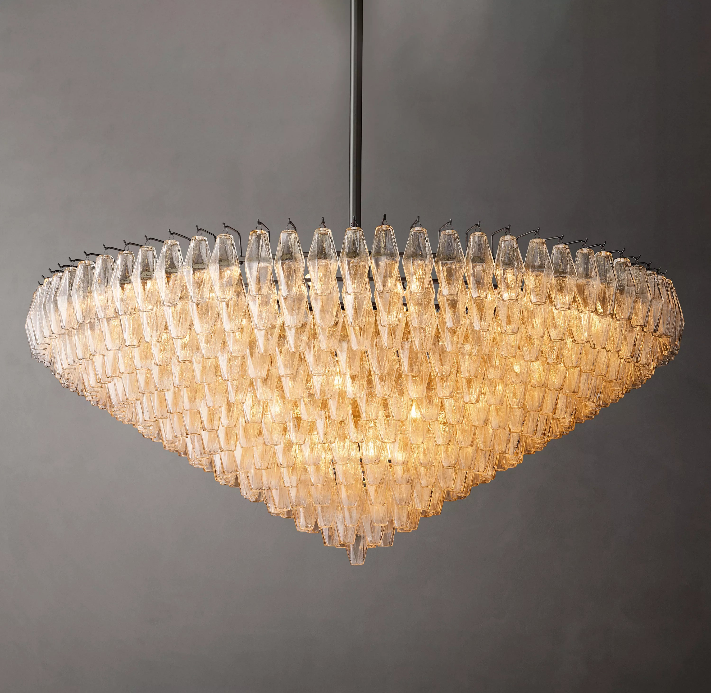 62 Inch Clear Murano Glass Tiered Chandelier - Chiara