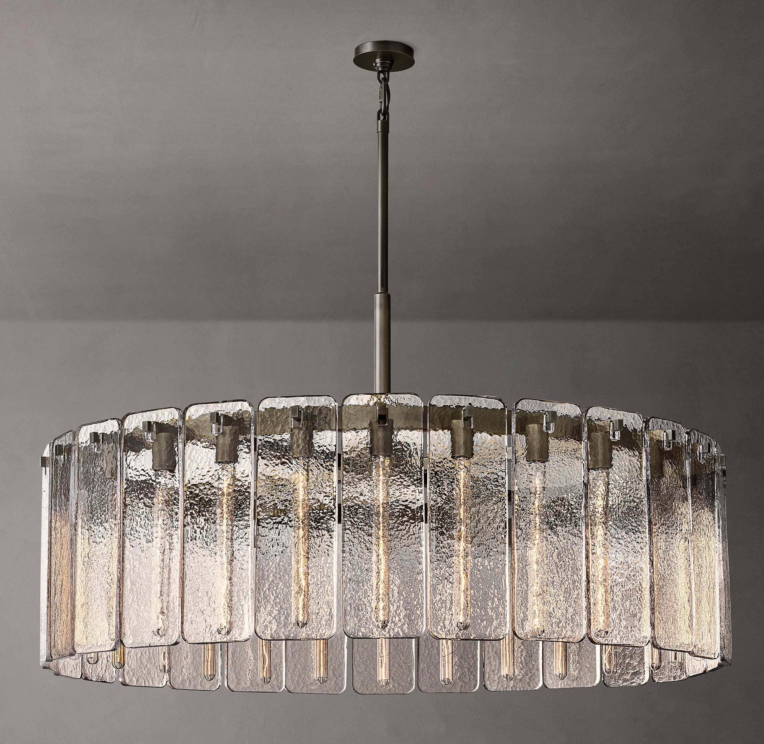 48 Inch Textured Glass Round Chandelier - Calamette